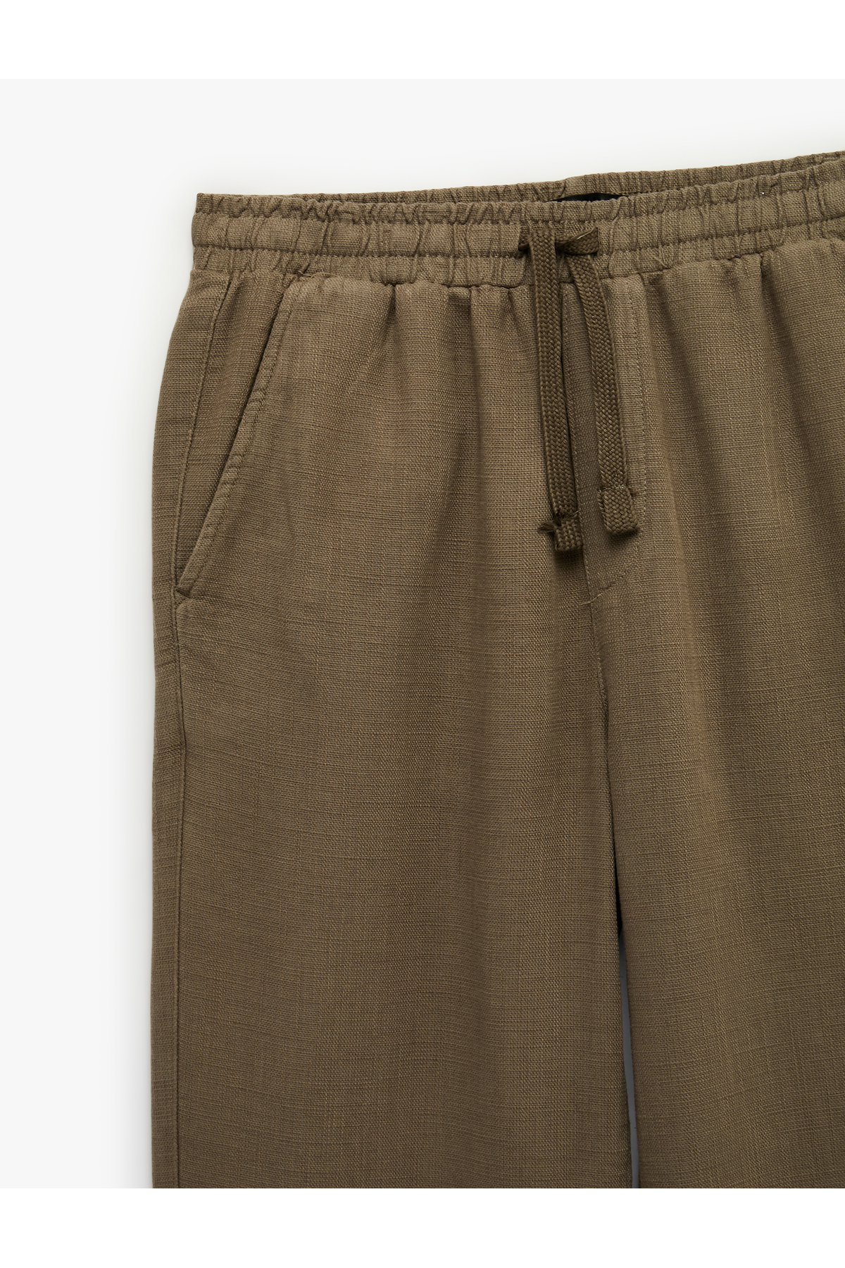 Pamuklu Cepli Beli Bağcıklı Pantolon — خاکی 6SAM40154HW — تصویر 3 از 3