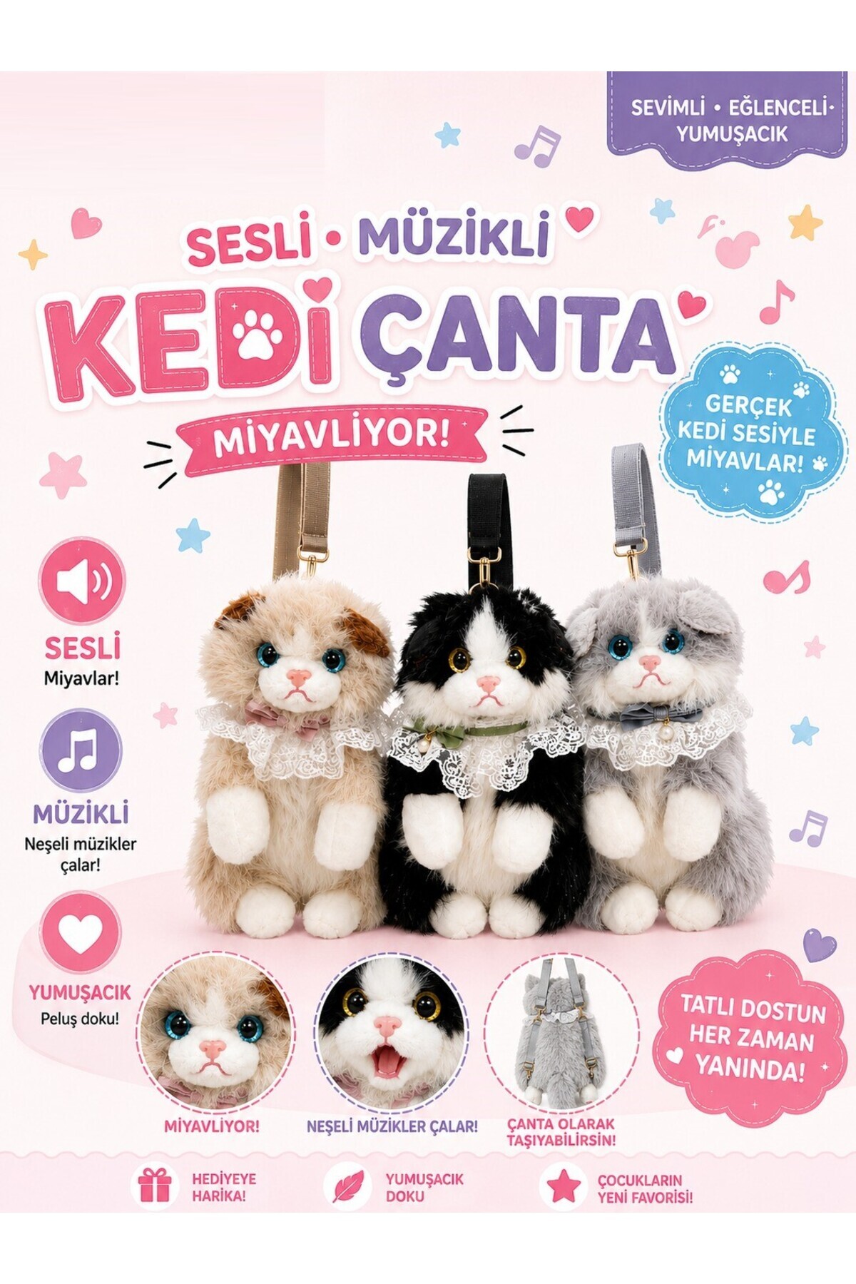 Brother Toys Sesli Miyavlayan Peluş Kedi Çanta - Fiyatı, Yorumları