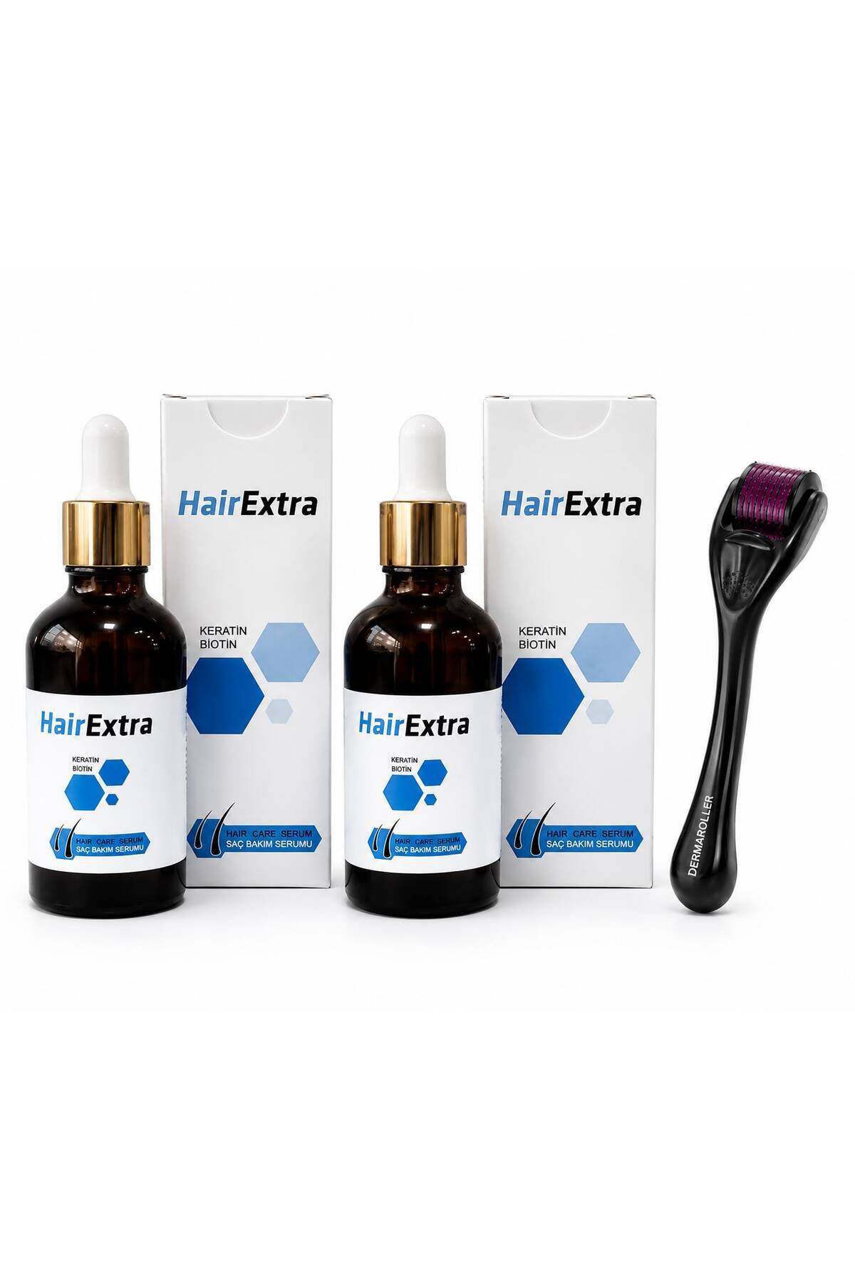 hairextra Hair Extra Saç ve Sakal 2'li + Dermaroller Saç Bakım Serum Seti — HAIREXTRA00003