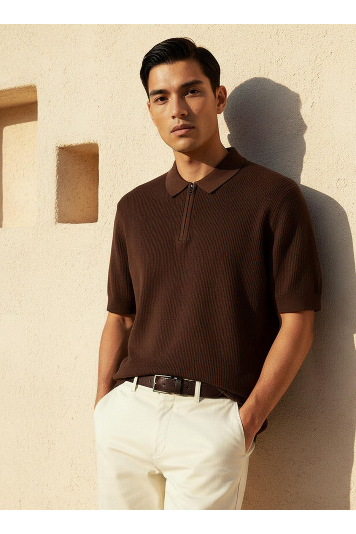 FAV FLAT KNIT ZIP POLO