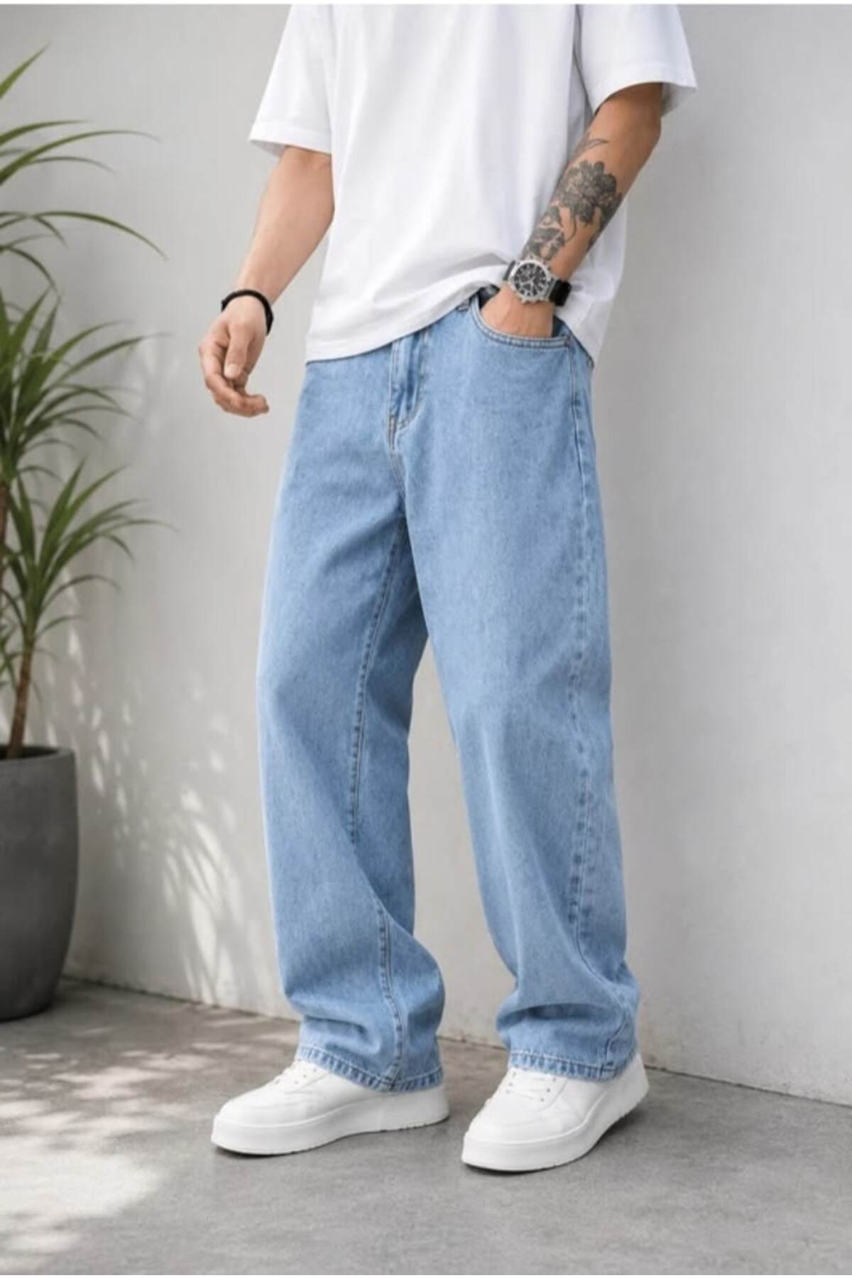 Loran Edge Erkek Buz Mavi Baggy Jeans