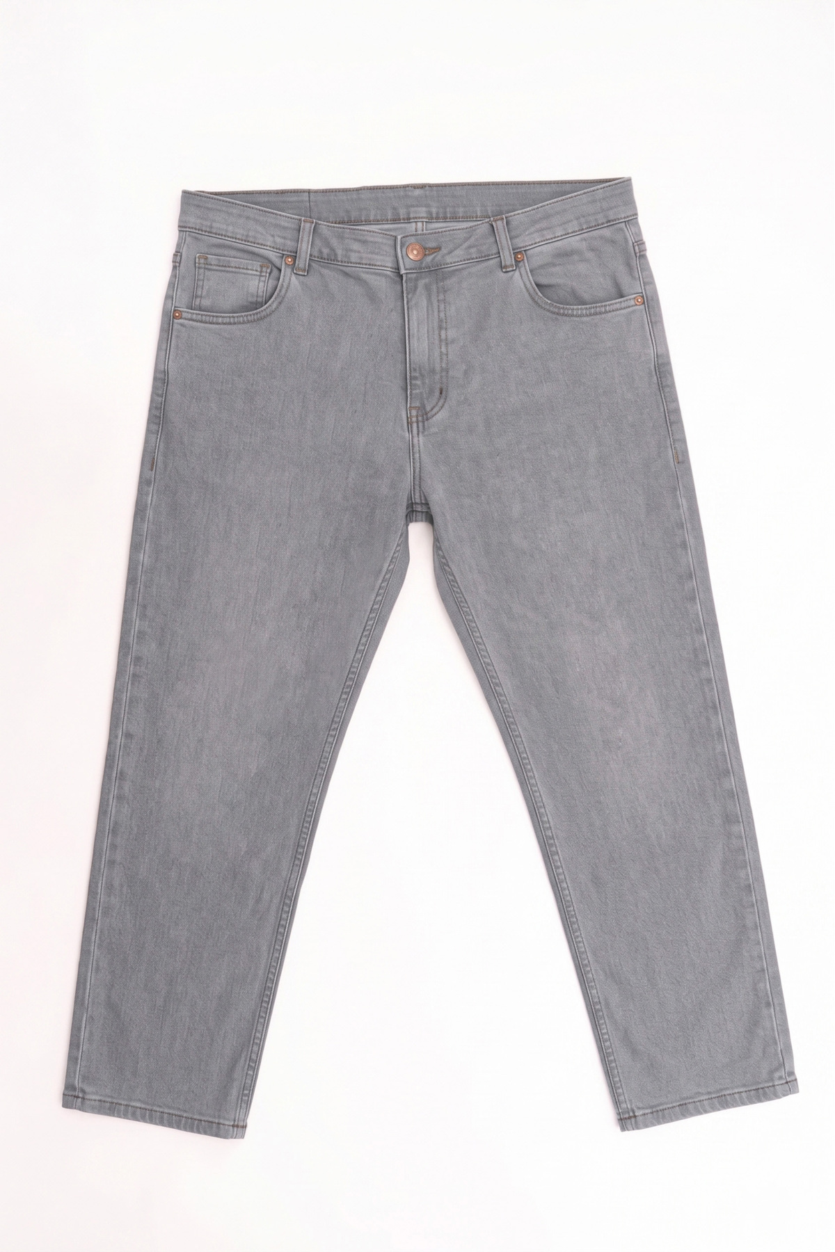 Denim Gri Erkek Kot Pantolon Likralı Klasik Kesim Büyük Beden Jean görsel 3