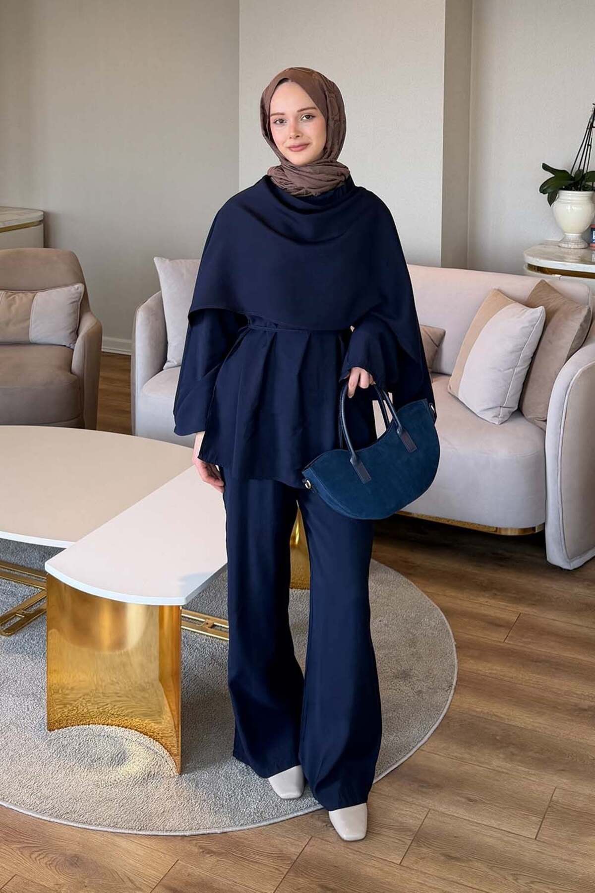 Lamelif Shawl Trouser Suit Navy Blue