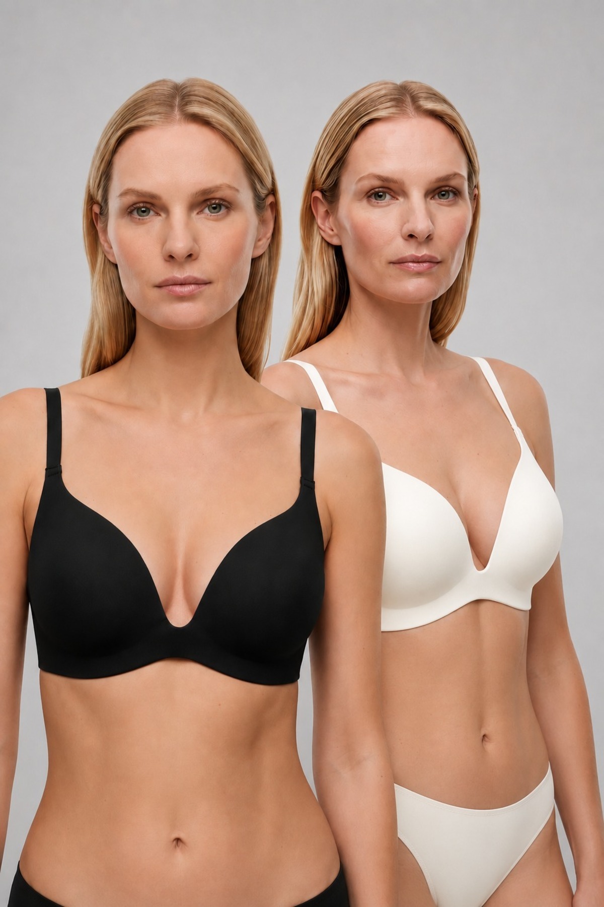 Pierre Cardin Kadın 6826 2'li Ekonomik Paket Siyah - Ekru Soft Push-Up Tek Parça Dikişsiz Balensiz Günlük Lazer Kesim Sütyen