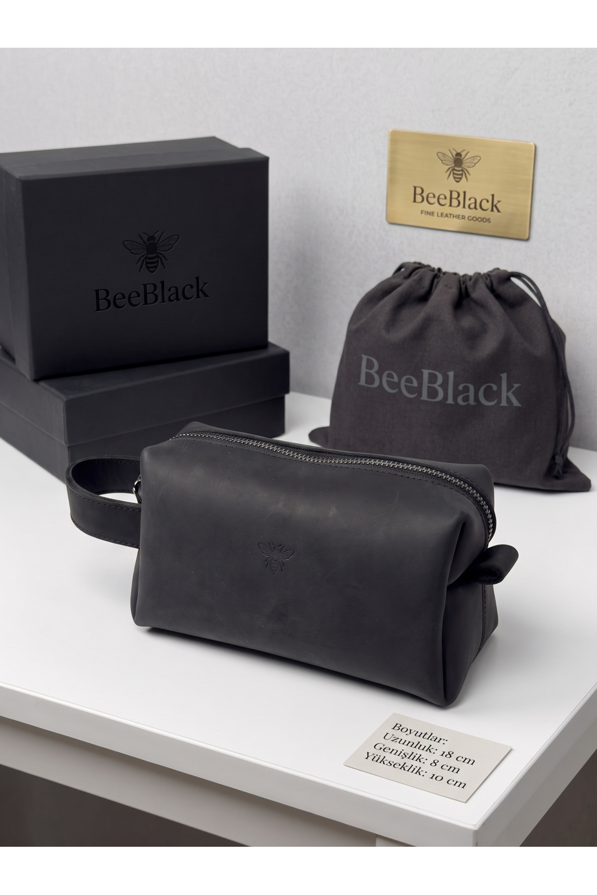 BeeBlack %100 Hakiki Deri Organizer NERO Model El Çantası-Siyah Crazy Günlük El Taşıma Çantası orta boy görsel 2