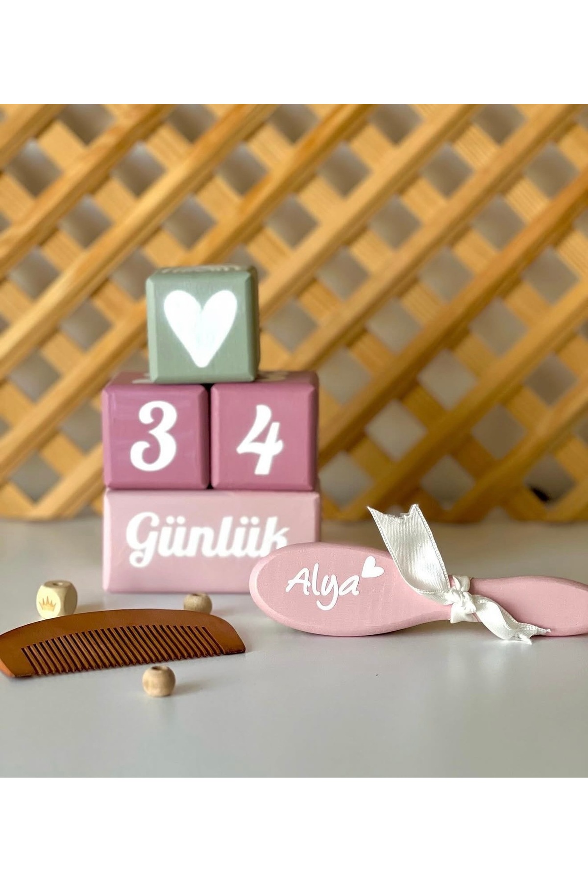 Gripembe fırca anı küpğ ve şimşir tarak set