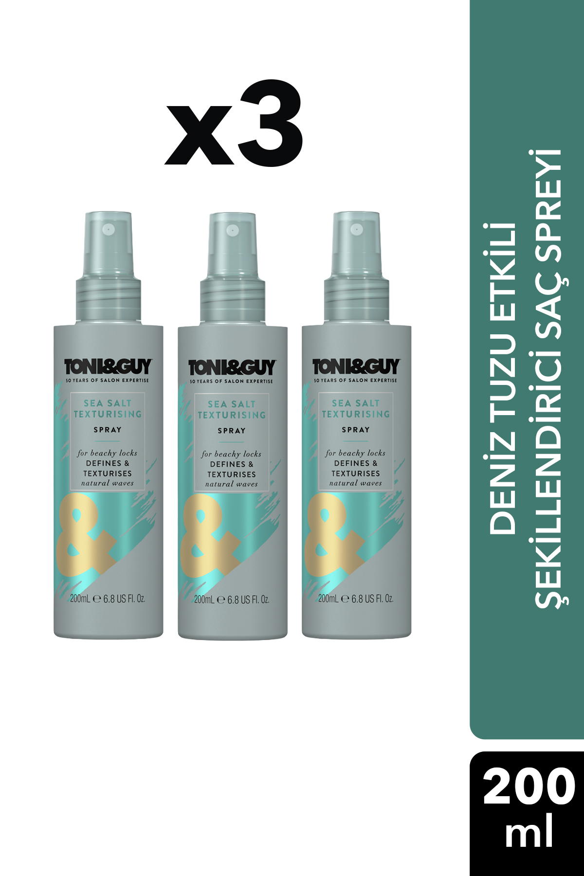 Toni&Guy Deniz Tuzu Etkili Şekillendirici Saç Spreyi 3x200 ml — TNGY0015