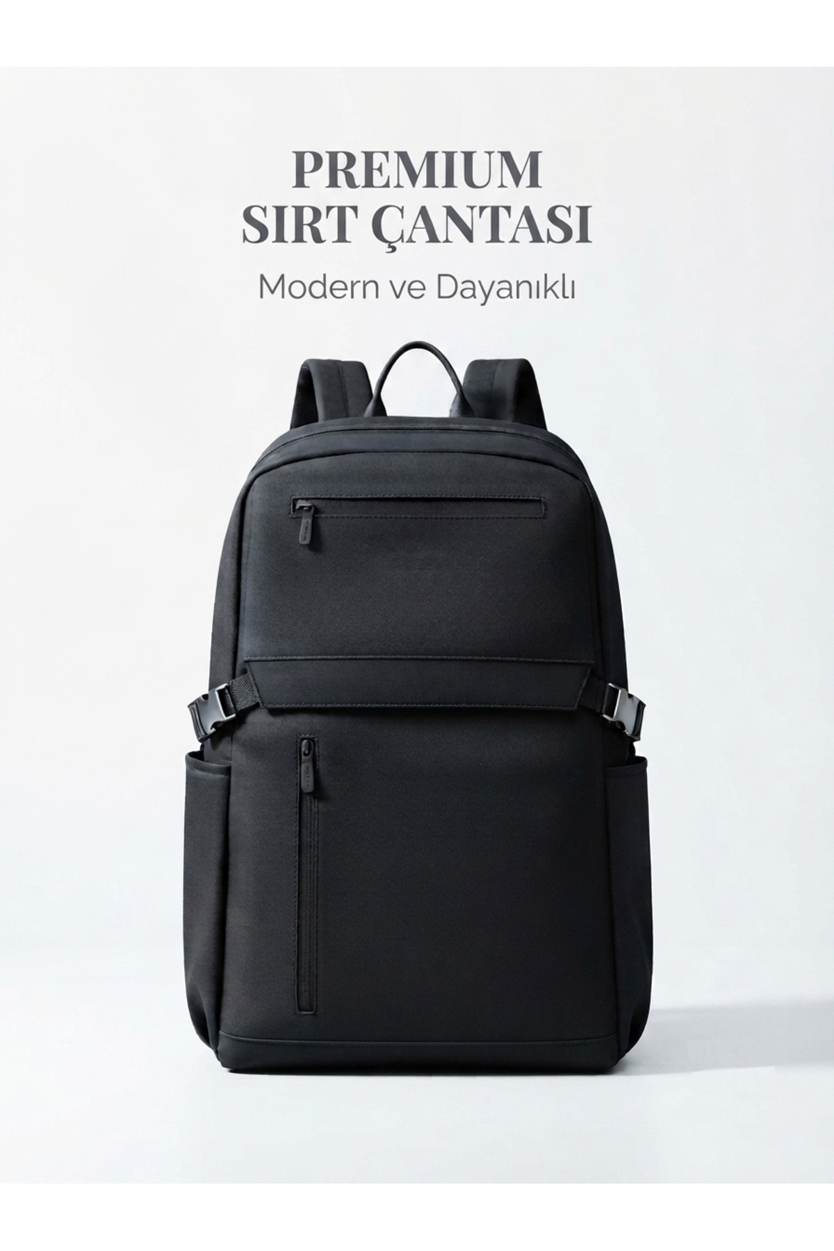 Tech&bello accessories Siyah 4 Bölmeli Su İtici Fermuar Özellikli Suni Deri Laptop Sırt Çantası