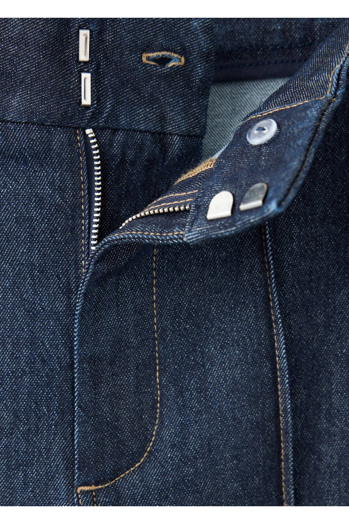 MANGO Woman Yüksek belli dikişli wideleg jean pantolon görsel 5