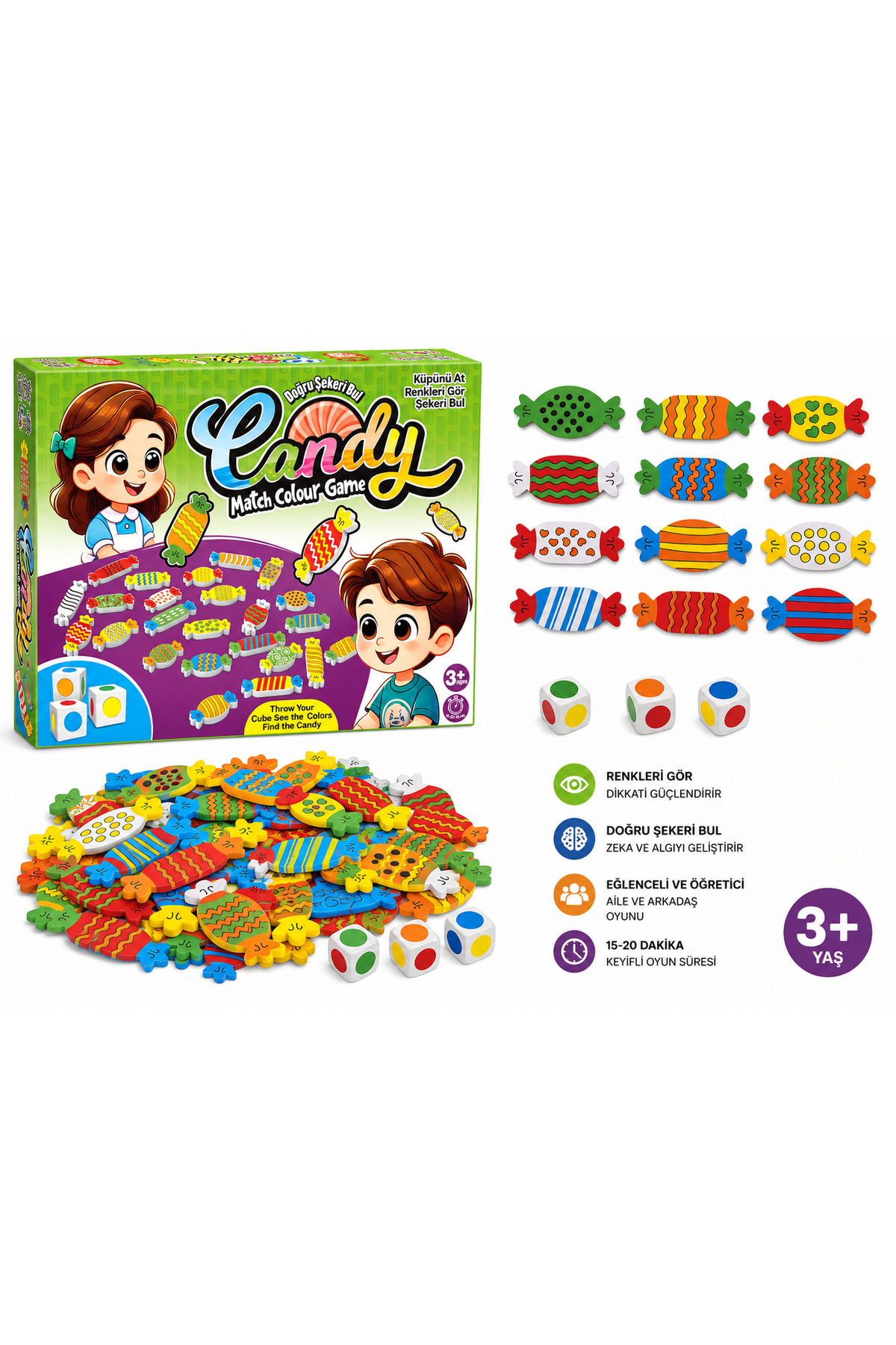 W-Design Candy Şeker Eşleştirme - Eğlenceli ve Eğitici Kutu Oyunu