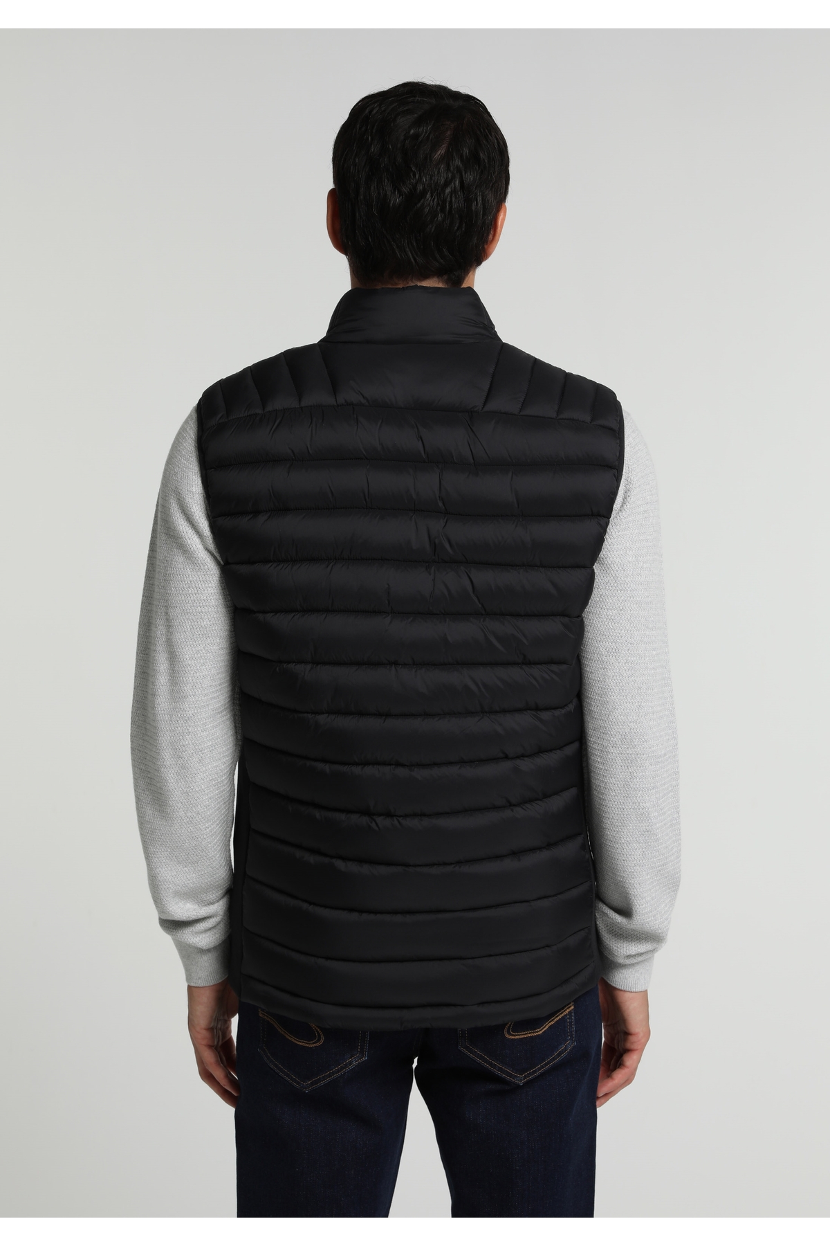 Colin's Slim Fit Dik Yaka Fermuarlı Astarlı Erkek Siyah Yelek görsel 2