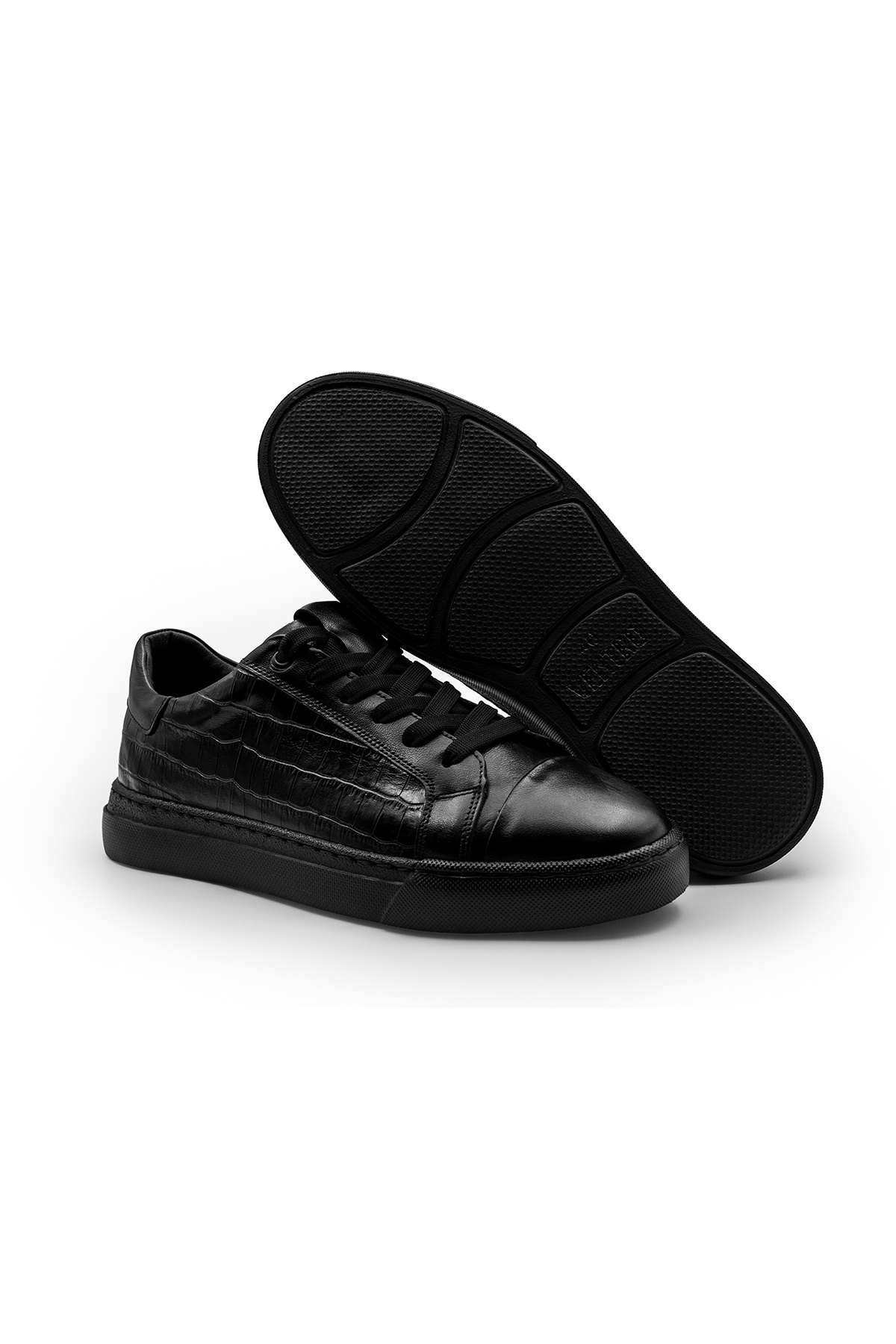ventro Siyah 100%Hakiki Krok Deri Erkek Spor Sneaker Ortopedik Tabanlı görsel 2