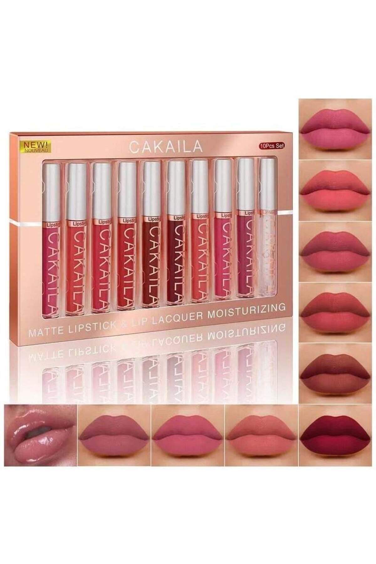 Genrice CAKAILA 10Pcs Matte Liquid Lipstick Set Contains Smooth Lip Lacquer for Women