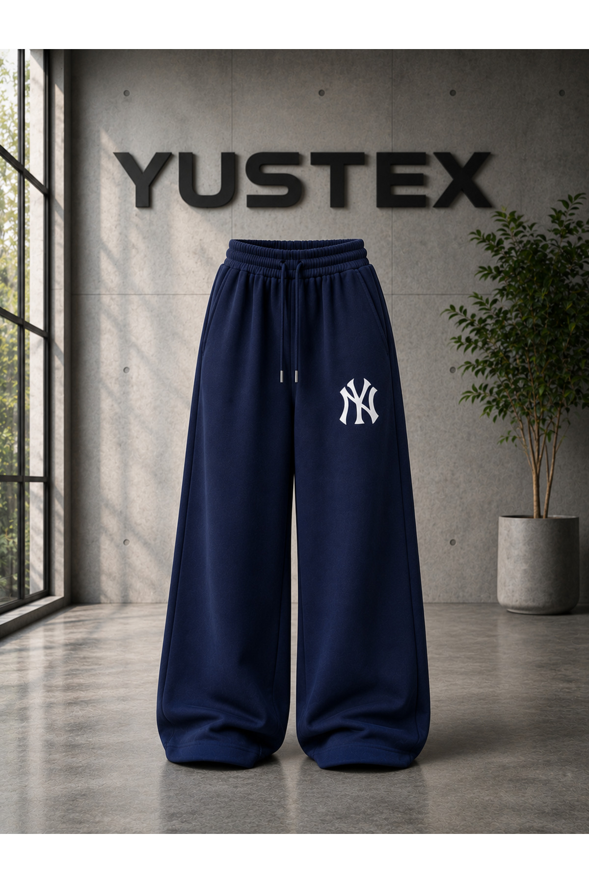 yx yustex sport 3 ADET NY BASKILI EŞOFMAN ALTI (SİYAH - GRİ ve LACİVERT) BOL PAÇA EŞOFMAN görsel 2