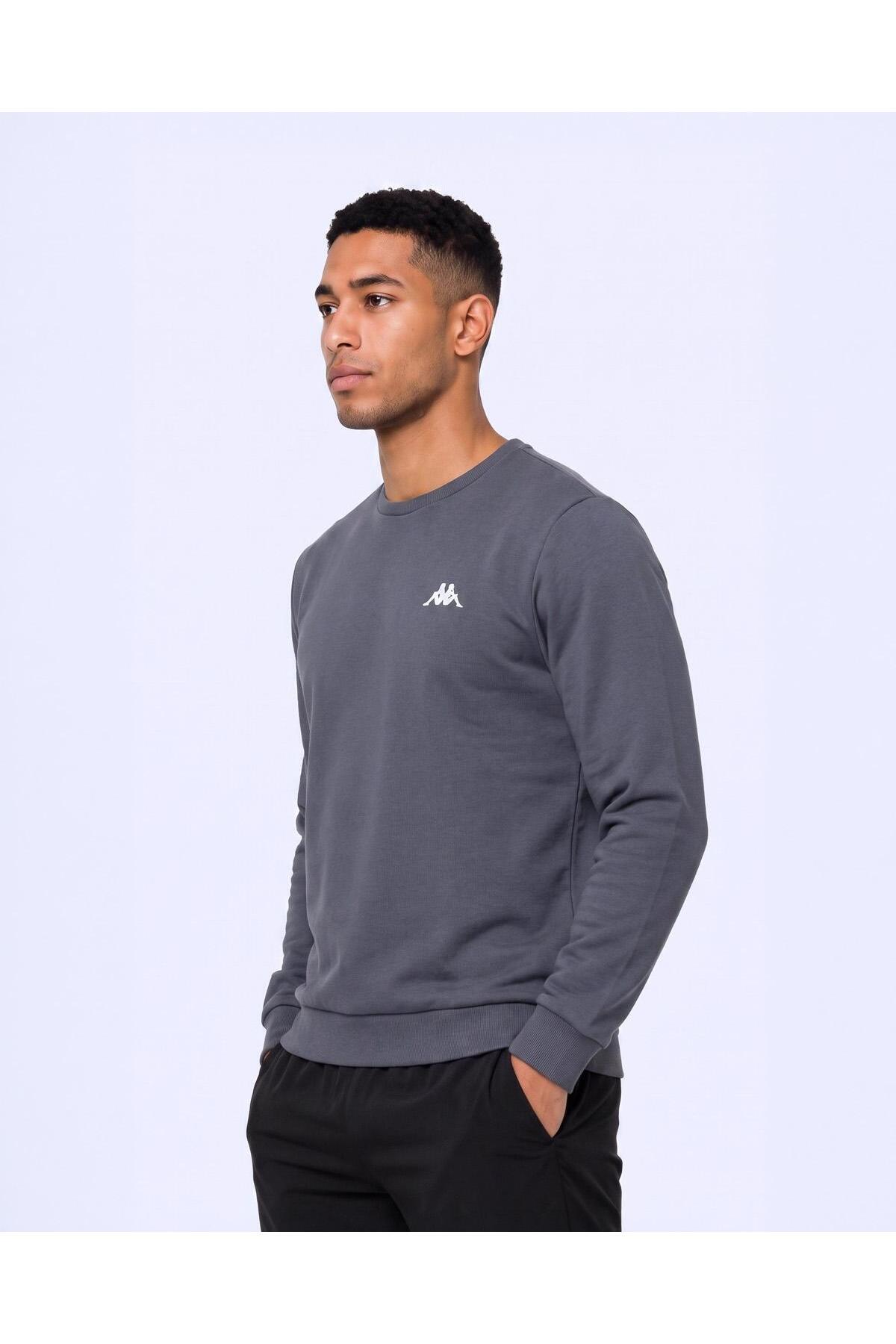 Kappa Tanner Erkek Antrasit Regular Sweatshirt görsel 5