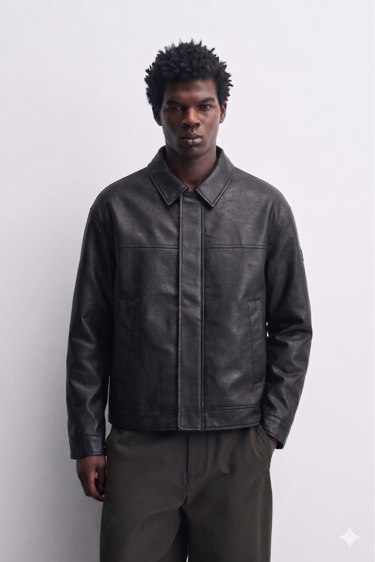 KOCCI Brshk Model Relaxed fit Dört Mevsim Viral Erkek Deri Ceket Mont görsel 3