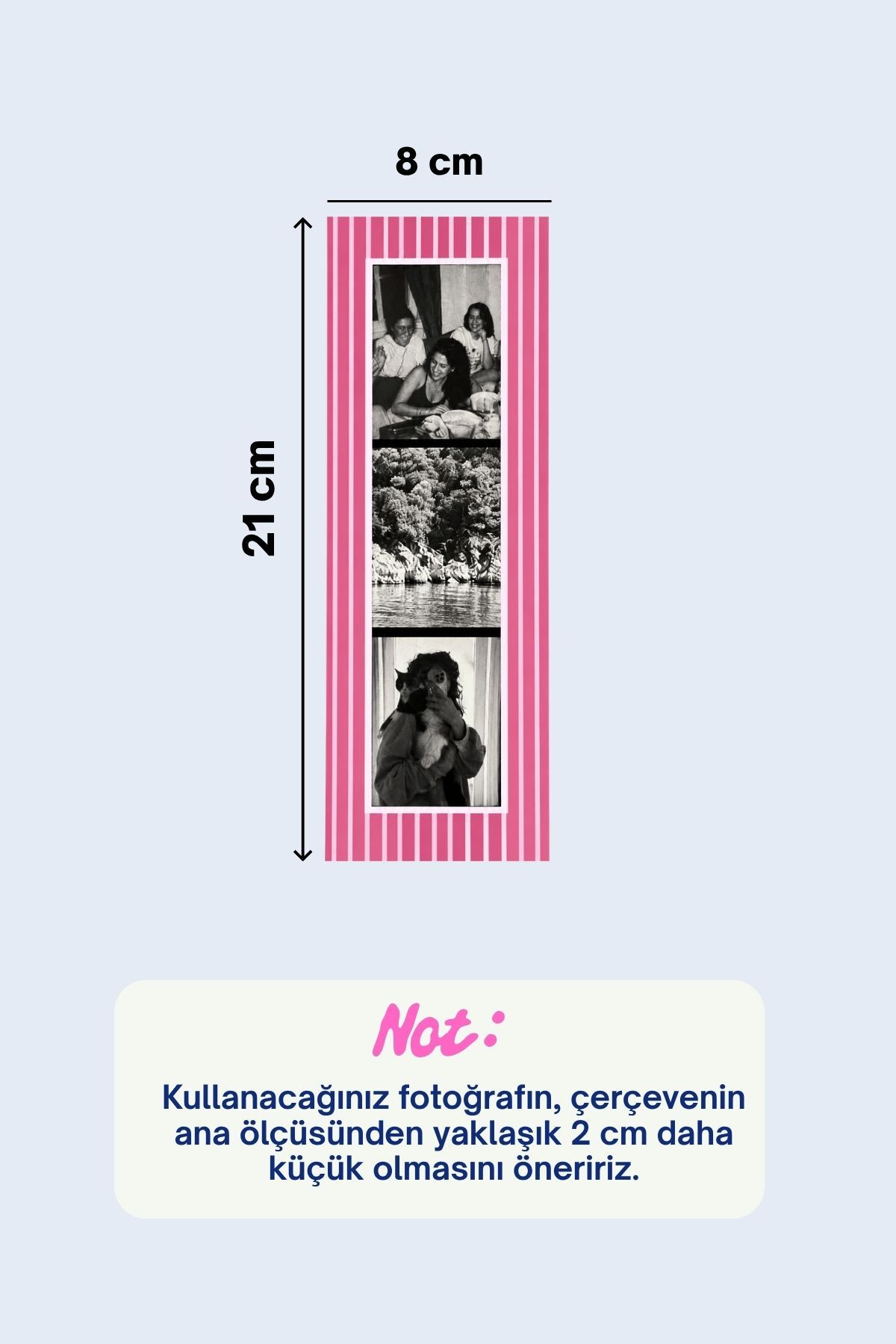 Çizgili Magnet Fotoğraf Çerçevesi – Pembe
