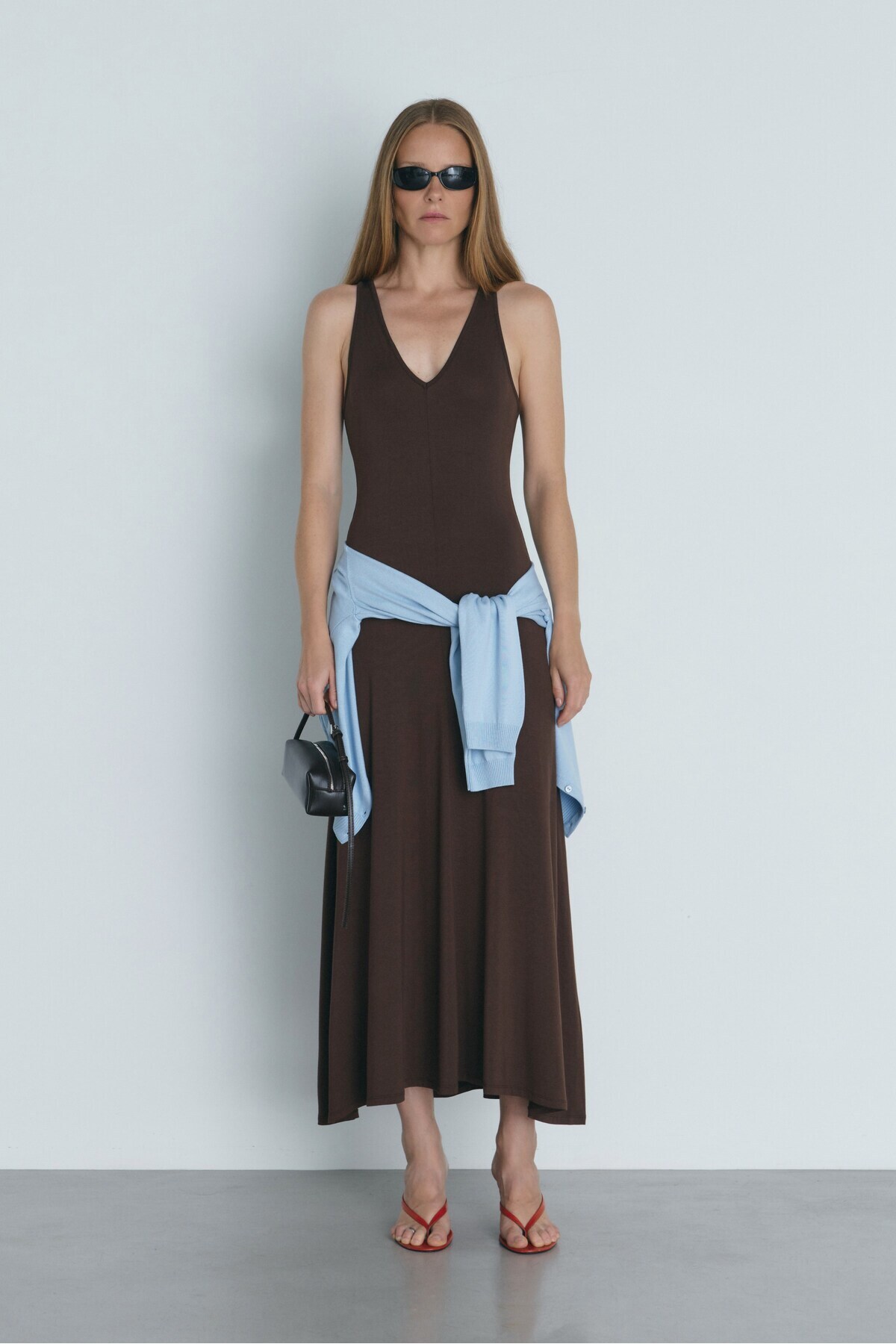 Suud Collection Kahverengi Bella Penye Elbise