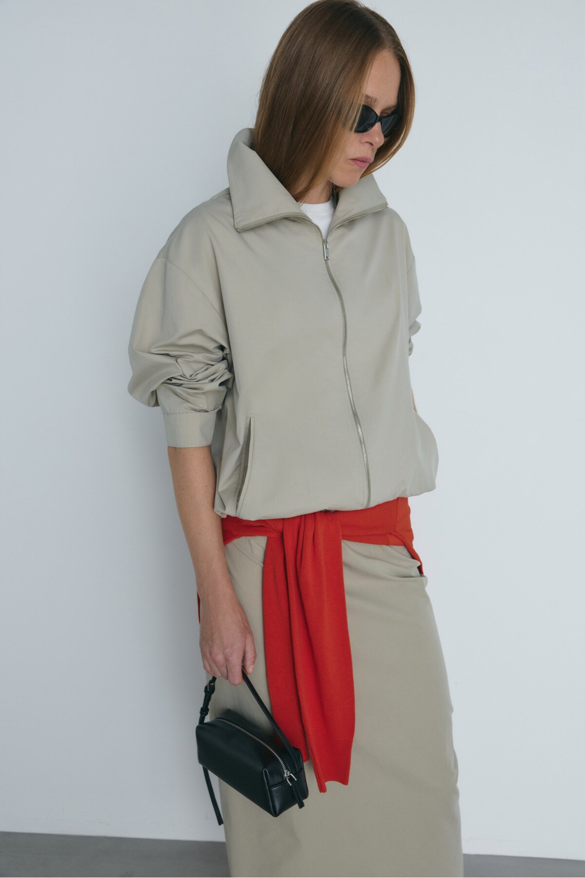 Suud Collection Taş Nora Fermuarlı Gabardin Ceket görsel 8
