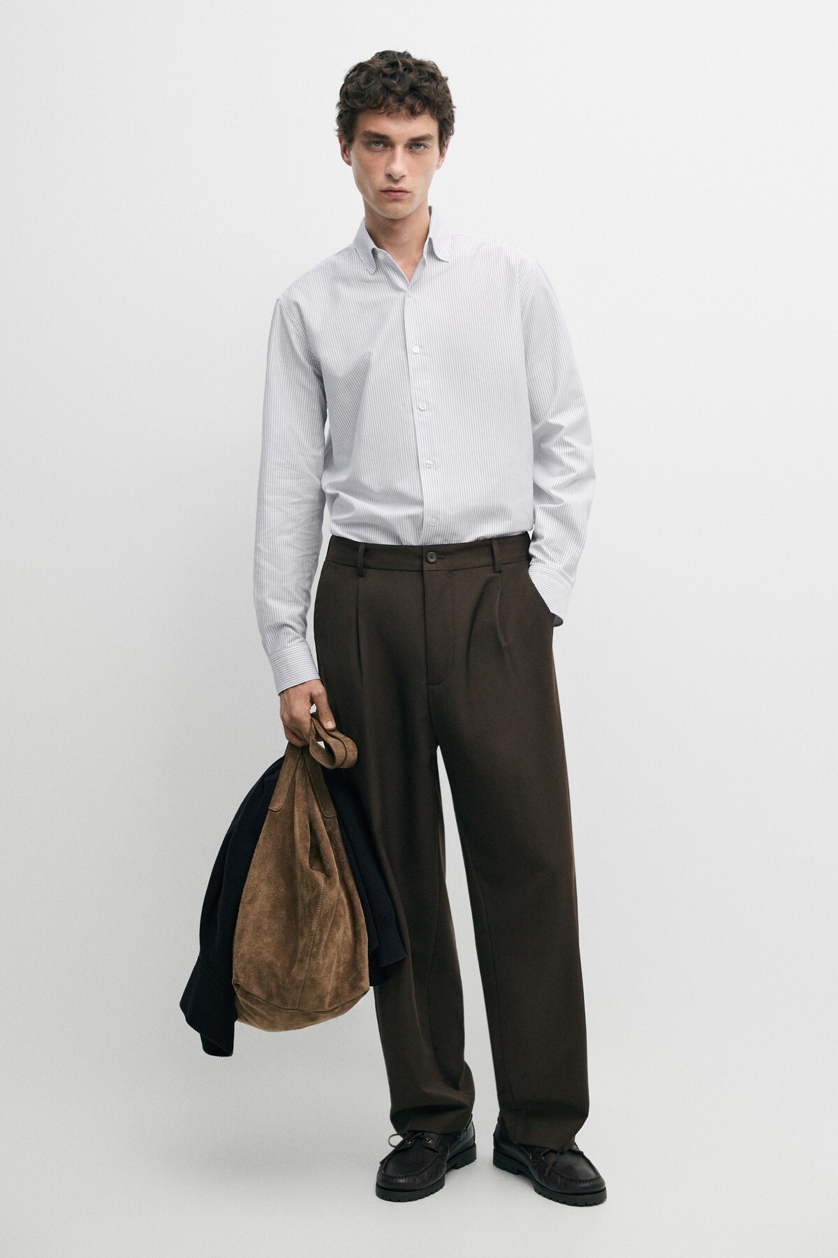 پیراهن آکسفورد نخی راه راه سایز معمولی ماسیمو دوتی پیراهن Massimo Dutti