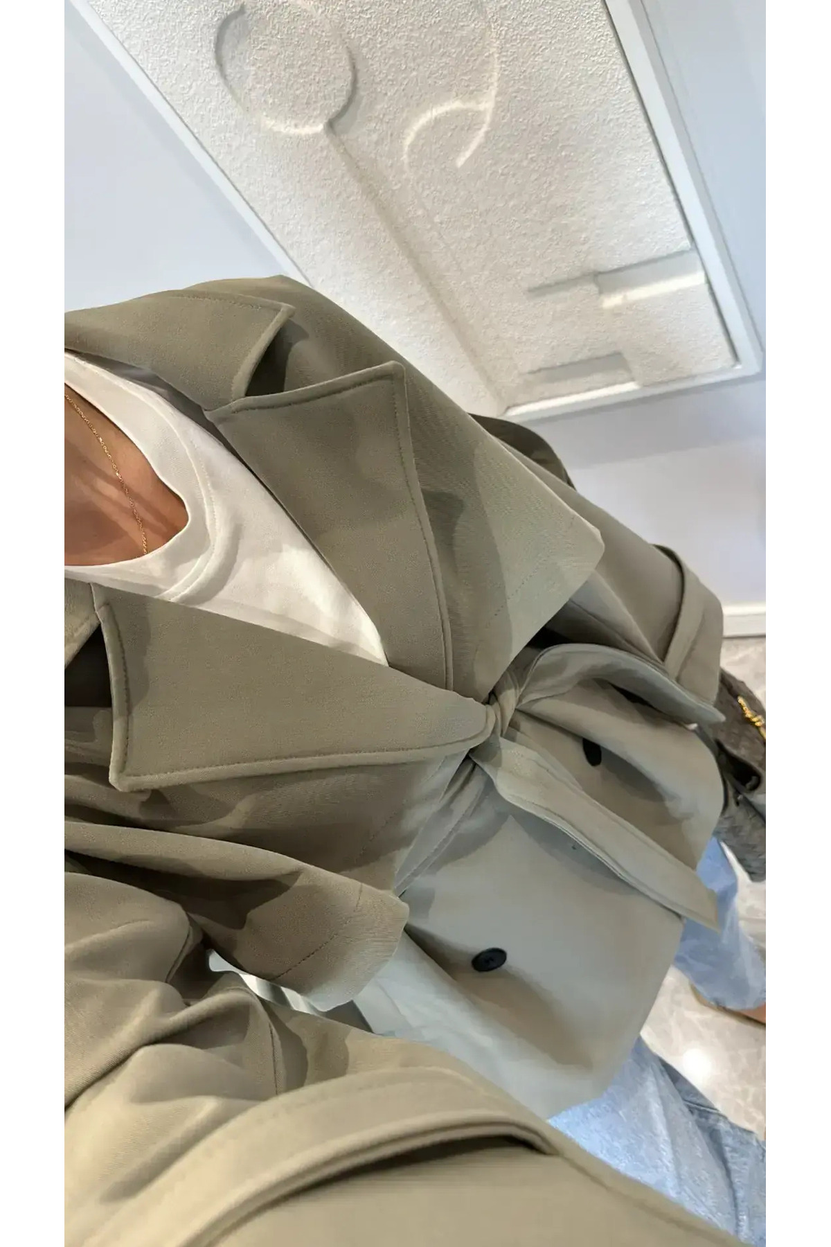 Helen Goods Midi Boy Beli Kuşaklı Oversize Kadın Trençkot görsel 2