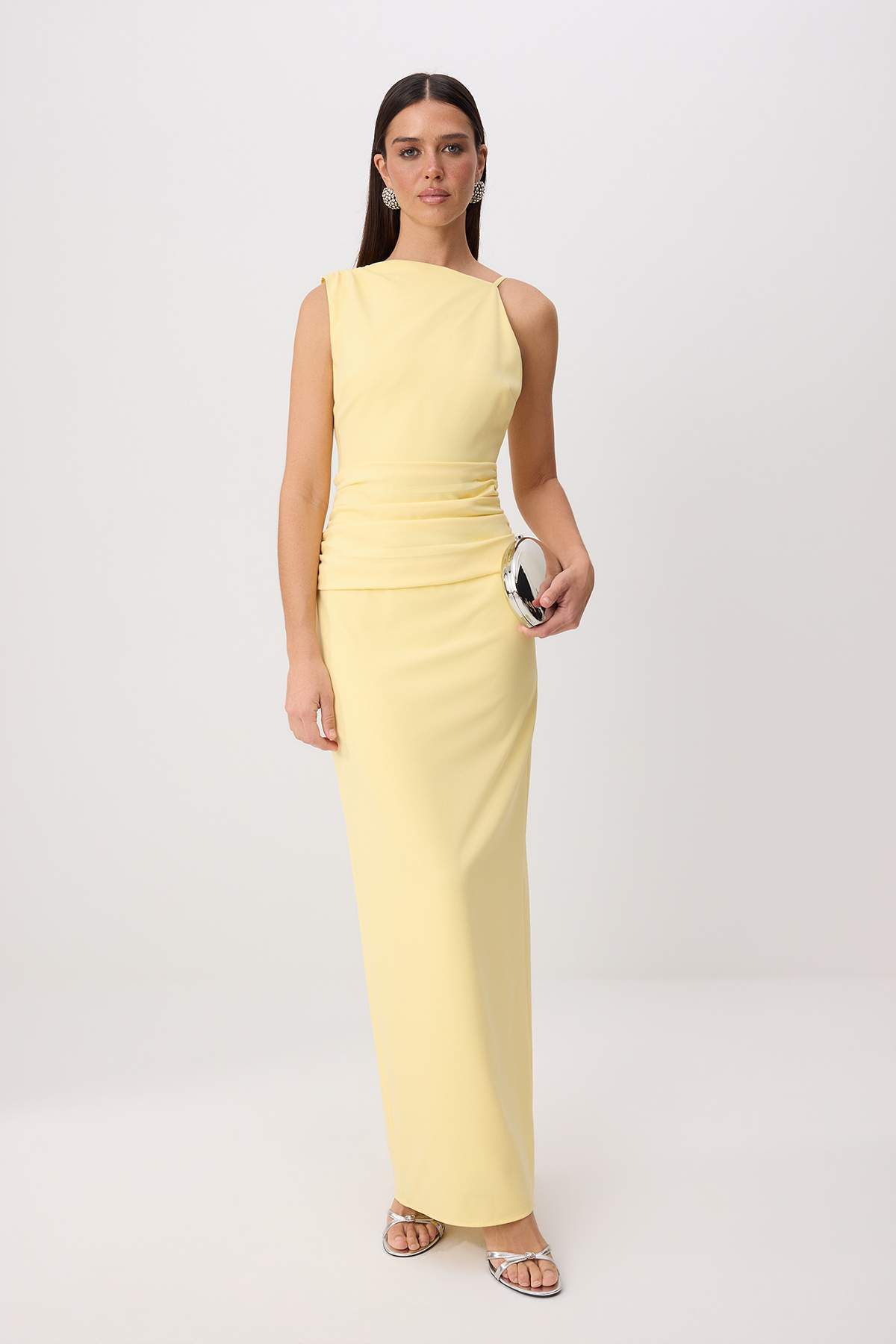 Trendyol Kollektion Gelbes gewebtes Finike Maxi-Abendkleid und Abschlusskleid...