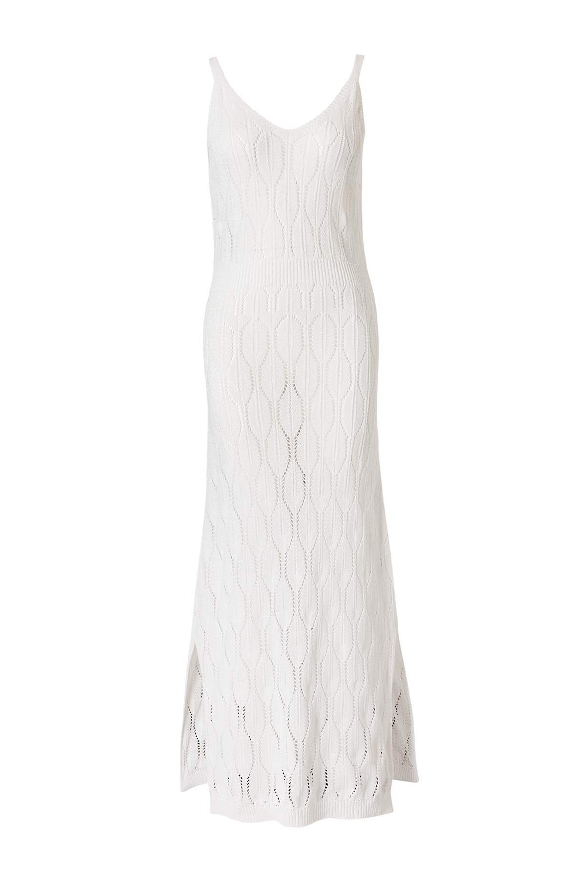 Trendyolmilla Beyaz Triko Ajurlu Maxi Plaj Elbisesi TBESS26LE00027