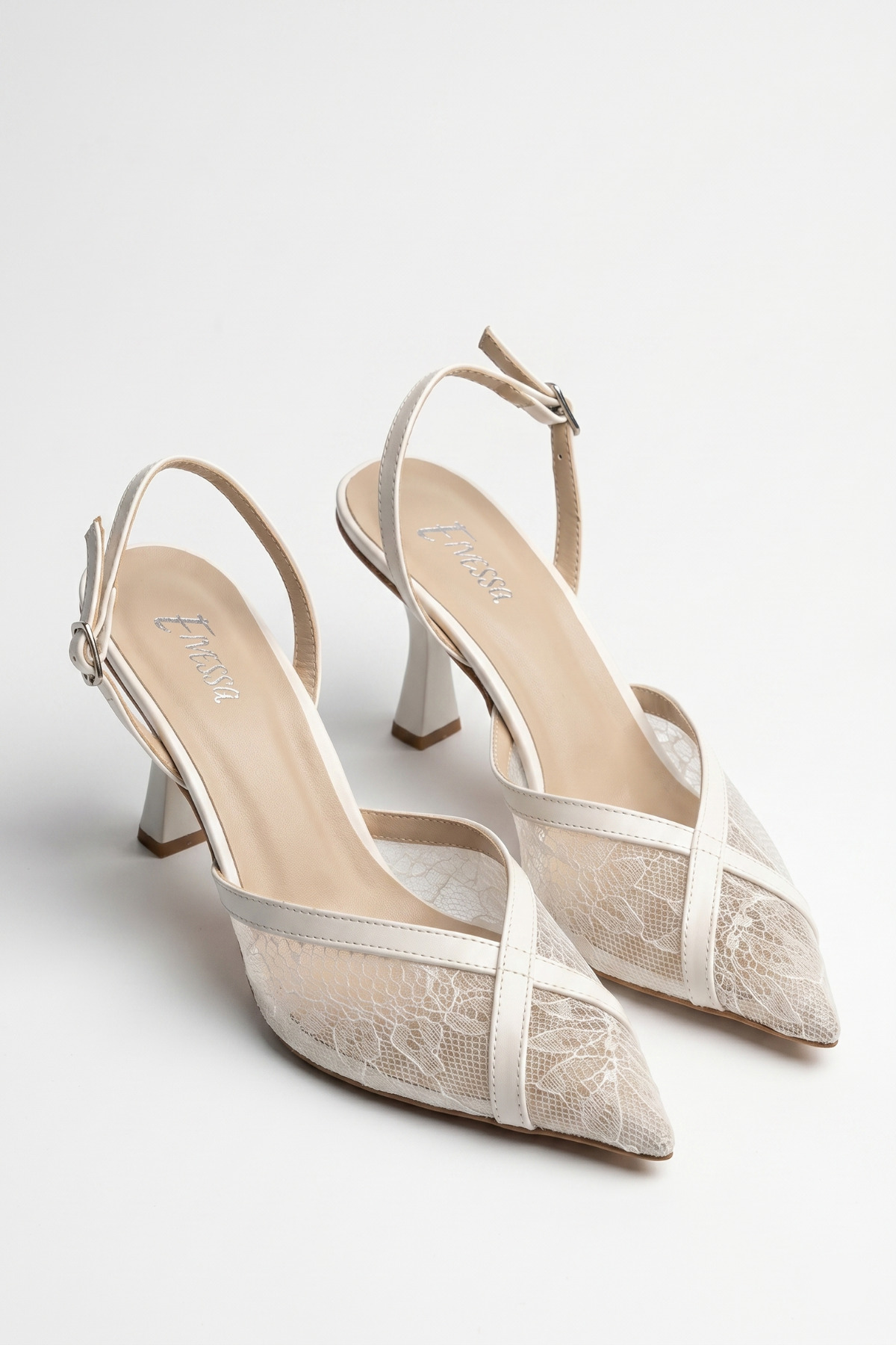 White Lace Custom Design Casual 7cm Heel Shoes