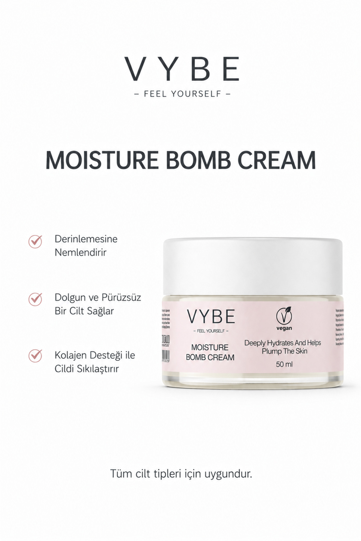 Cilt Bakım Serumu 30 ml ve Nemlendirici Yüz Kremi 50 ml (2'li set) - Tüm Cilt Tipleri İçin — VYBE06 — تصویر 3 از 4