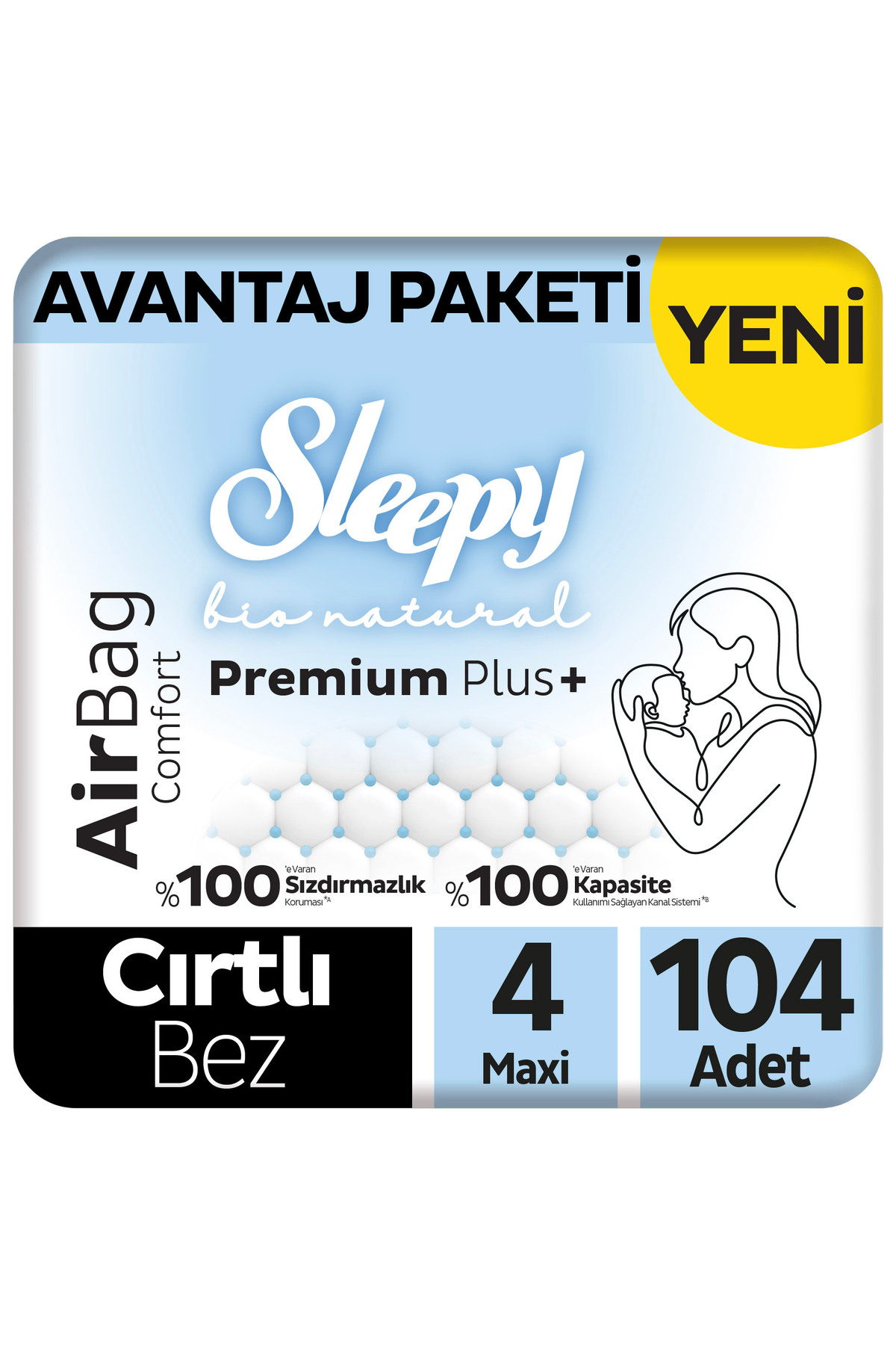 Sleepy Bio Natural Premium Plus Airbag Comfort Avantaj Paketi Bebek Bezi 4 Numara Maxi 104 Adet - Fiyatı, Yorumları
