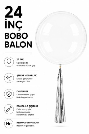 Organizasyon Pazarı 24 İnç Şeffaf BOBO Balon – Orta Boy Dayanıklı Parti ve Do...