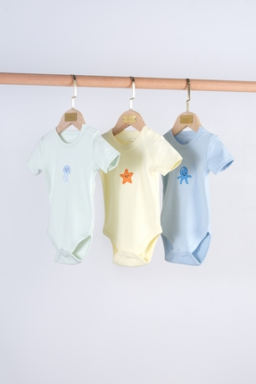 Bondberro 3'lü Set %100 Pamuk Aplike Nakışlı Bebek Ve Çocuk Zıbın & Body