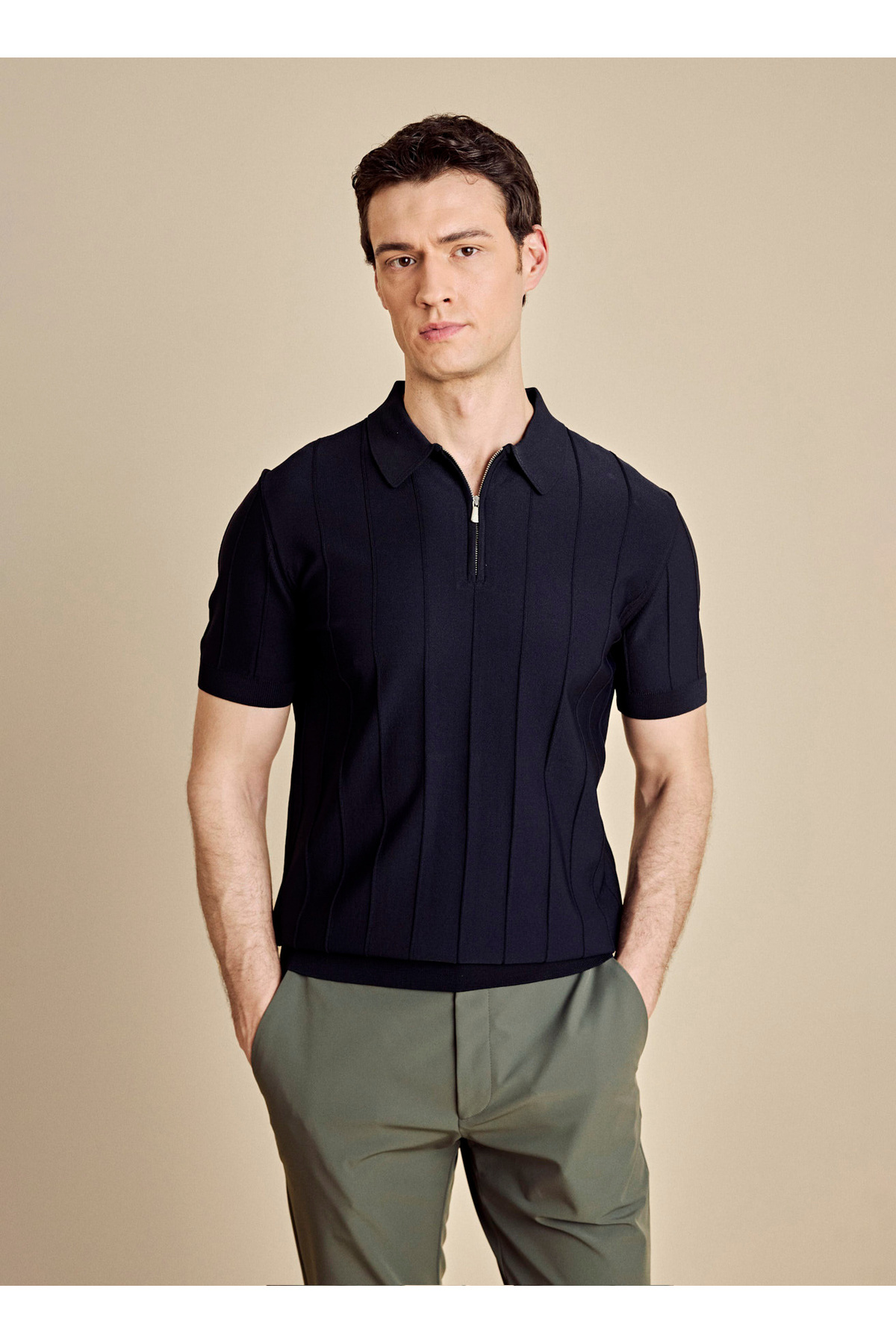 BROOKS BROTHERS Lacivert Erkek Standart Triko Kazak BBSS26MKL001