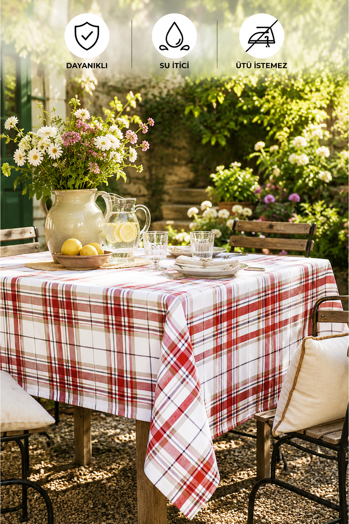 Premium Duck Fabric Plaid Tablecloth Organization Tablecloth Water Repellent Wrinkle Resistant Picnic B