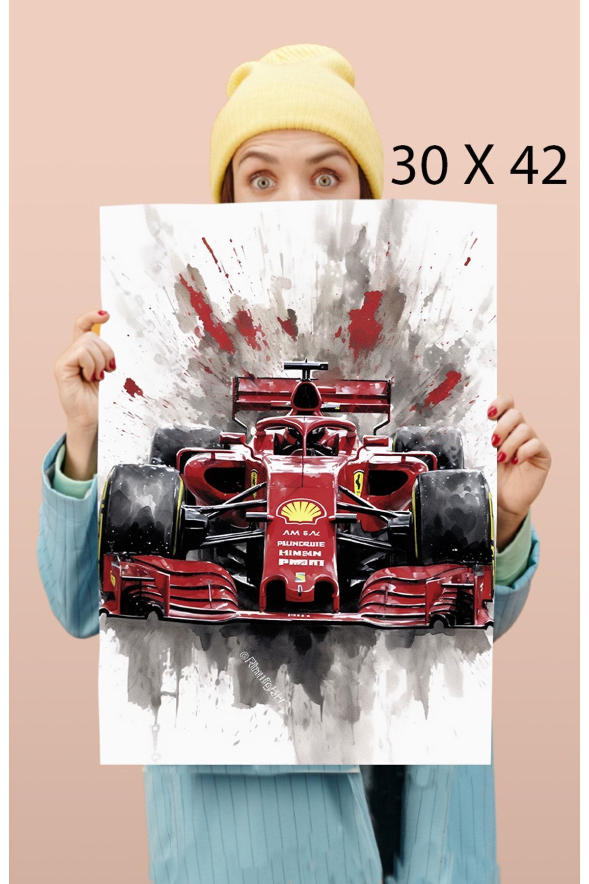Luna Marissa Ferrari Formula 1 Poster - Çerçevesiz Parlak Kağıt