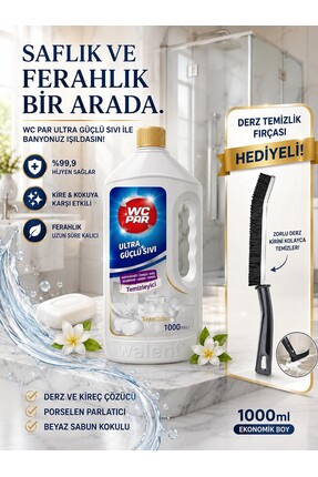 Walent Wcpar 1000 GR Ultra Güçlü Sıvı Beyaz Sabun Duşakabin Derz Fayans Kloze...