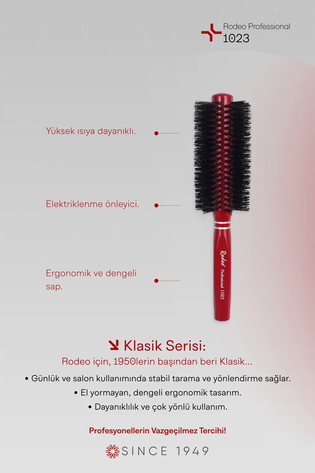 1023 SAÇ FIRÇASI Fön, Tarama, Şekillendirme - Isıya Dayanıklı, Elektriklenme Önleyici — سفید 8690636010232 — تصویر 7 از 7