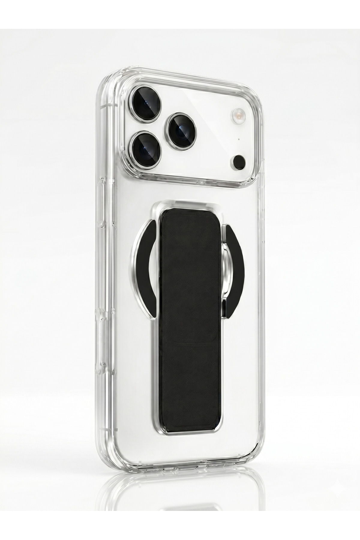 iPhone 17 Pro Max Uyumlu Manyetik Magsafe Sararmaz Kılıf Katlanabilir Stand Premium Kristal Şeffaf