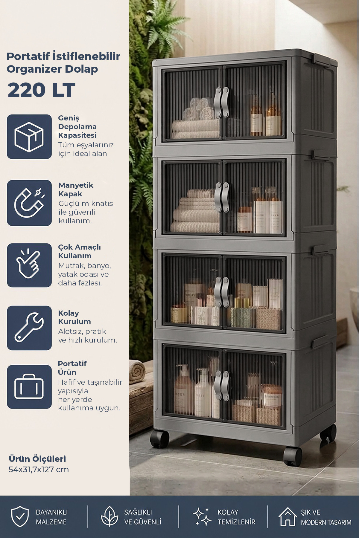 Kitchen Life 4'lü Portatif Istiflenebilir Tekerlekli Organizer
