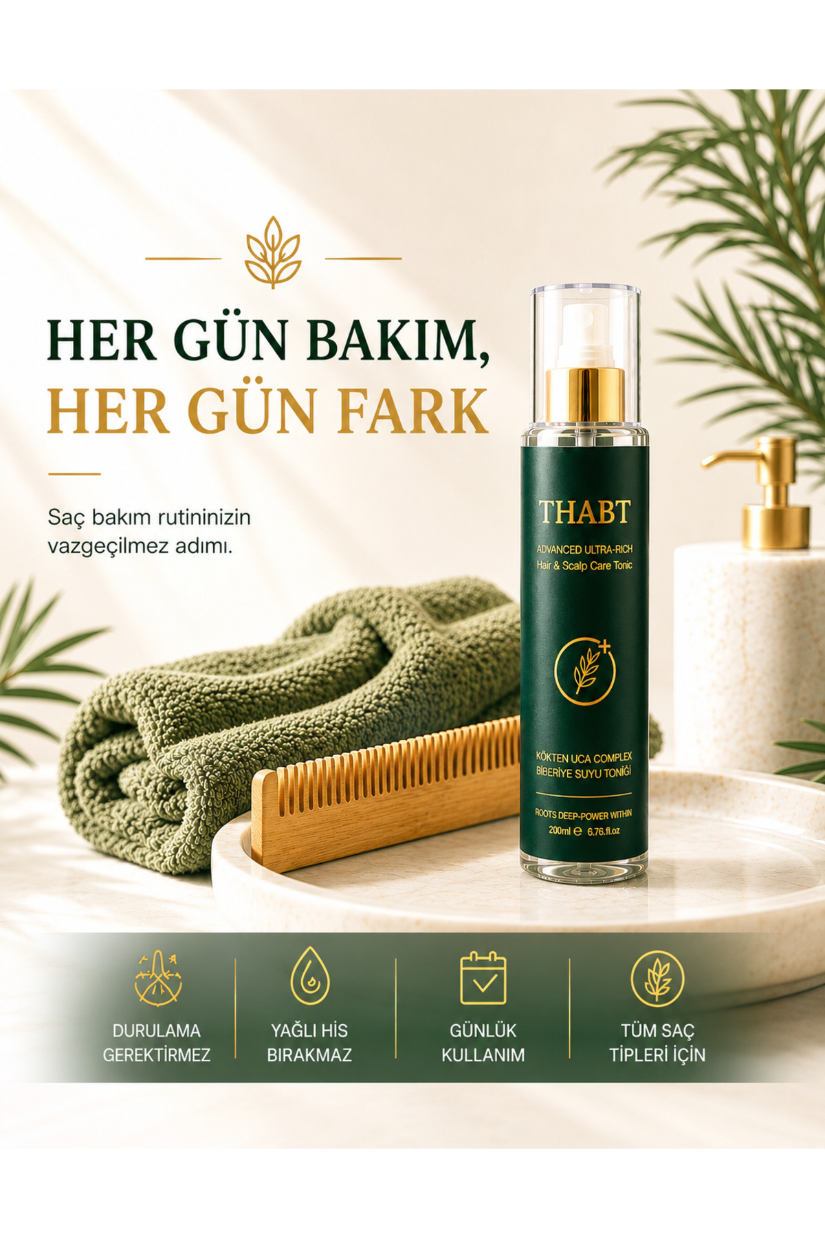 Biberiye Suyu Complex Saç ve Saç Derisi Toniği 200ml Dengeleyici, Yağ Kontrolü, Güçlendirici, Saç Uzama Desteği — thabtone — تصویر 6 از 6