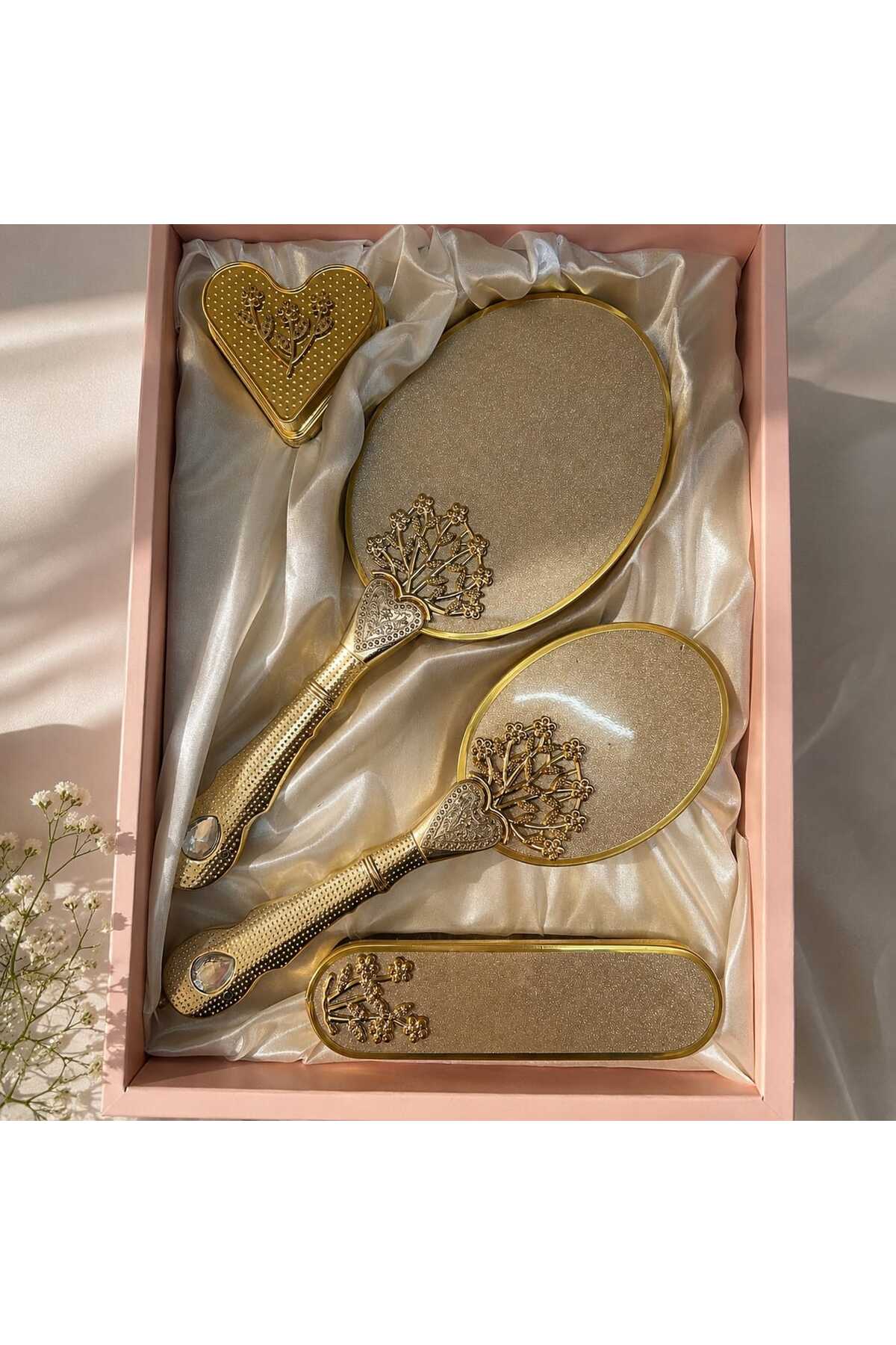 GELİN AYNA TARAK SETİ LÜKS GOLD — طلایی AYNASETGOLD — تصویر 2 از 3
