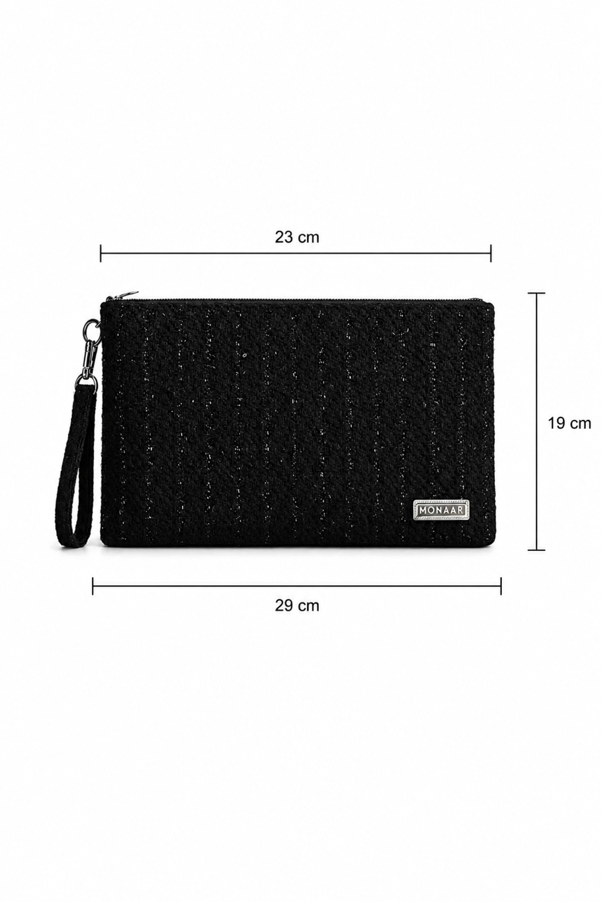 MONAAR Simli Parıltılı Tüvit Şanel Clutch Portföy Çanta 29x19cm görsel 2