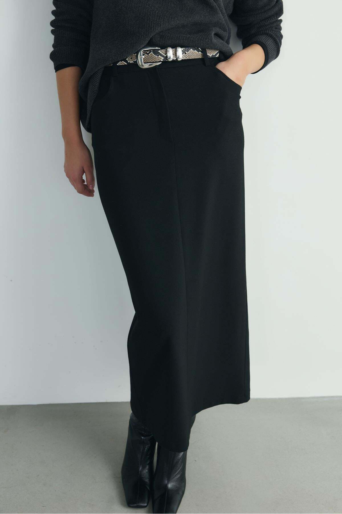 Suud Collection Siyah Mina Maxi Etek