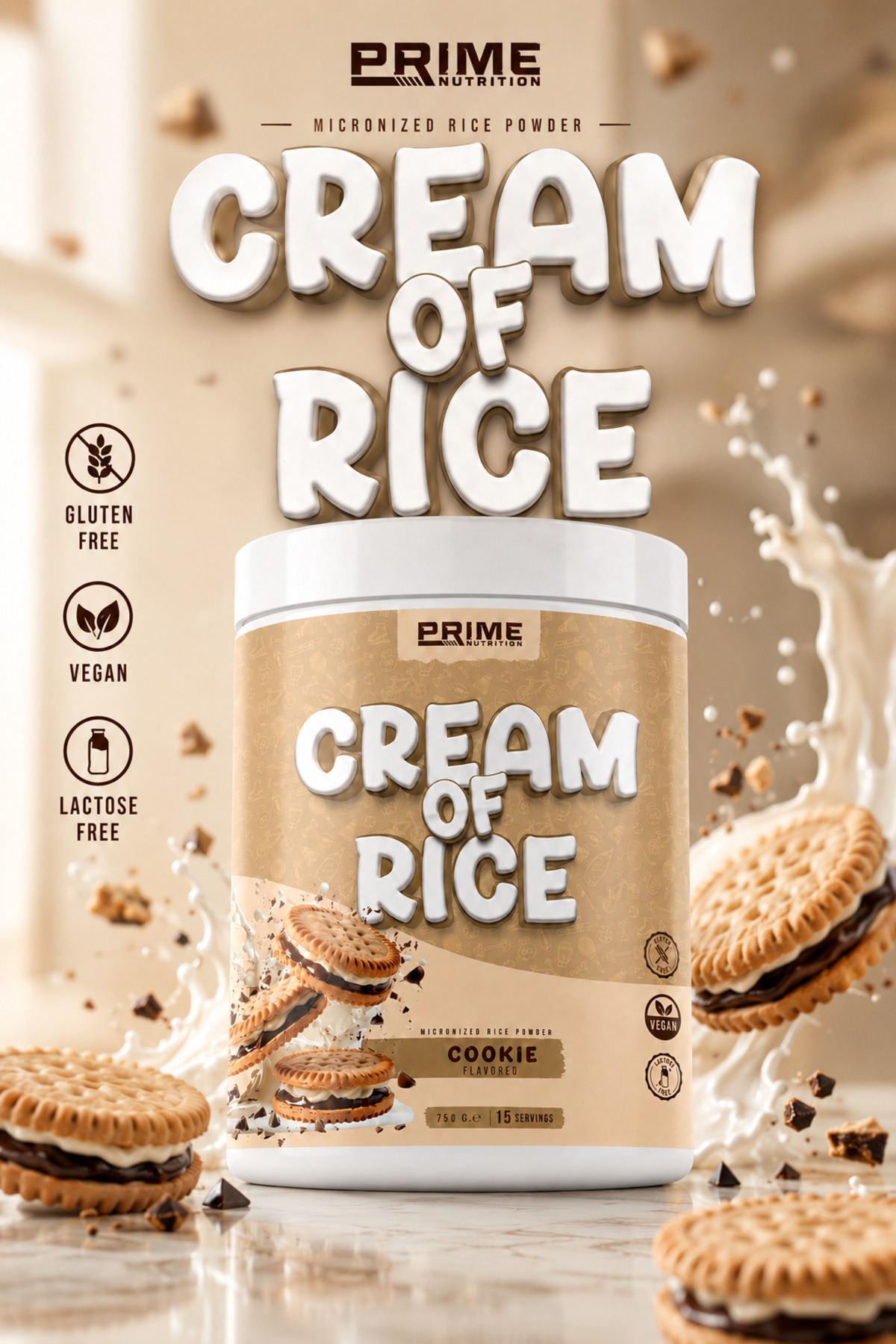 Prime Nutrition Cream Of Rice 750 gram Cookie (Kurabiye Aromalı