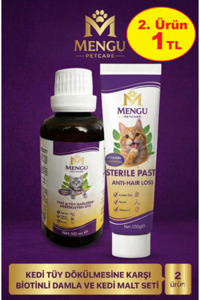 mengu petcare Kediler için B Complex Damla 50ml - Taurinli Kedi Maltı 100GR- SET