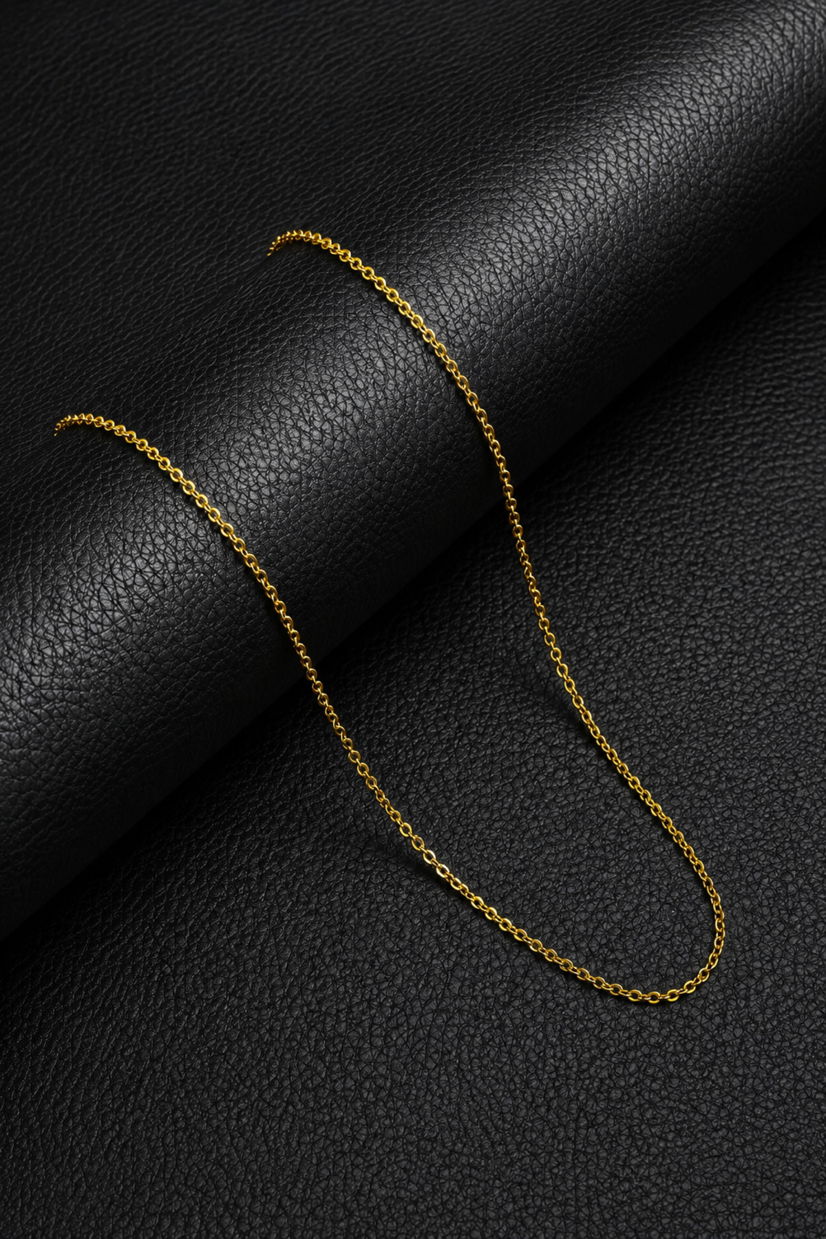 CAXBERN Unisex 100% Çelik Ince Hayalet Gold Zincir Kolye