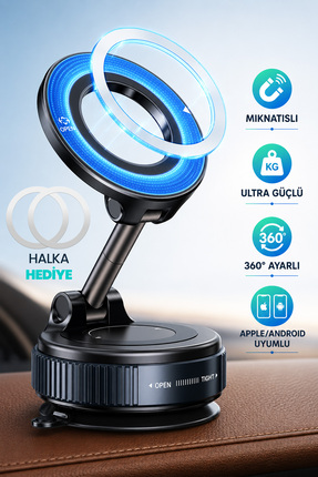 Venenon 360 Araba Telefon Tutucu Ayarlanabilir Masa Üstü Vakumlu Mıknatıslı M...