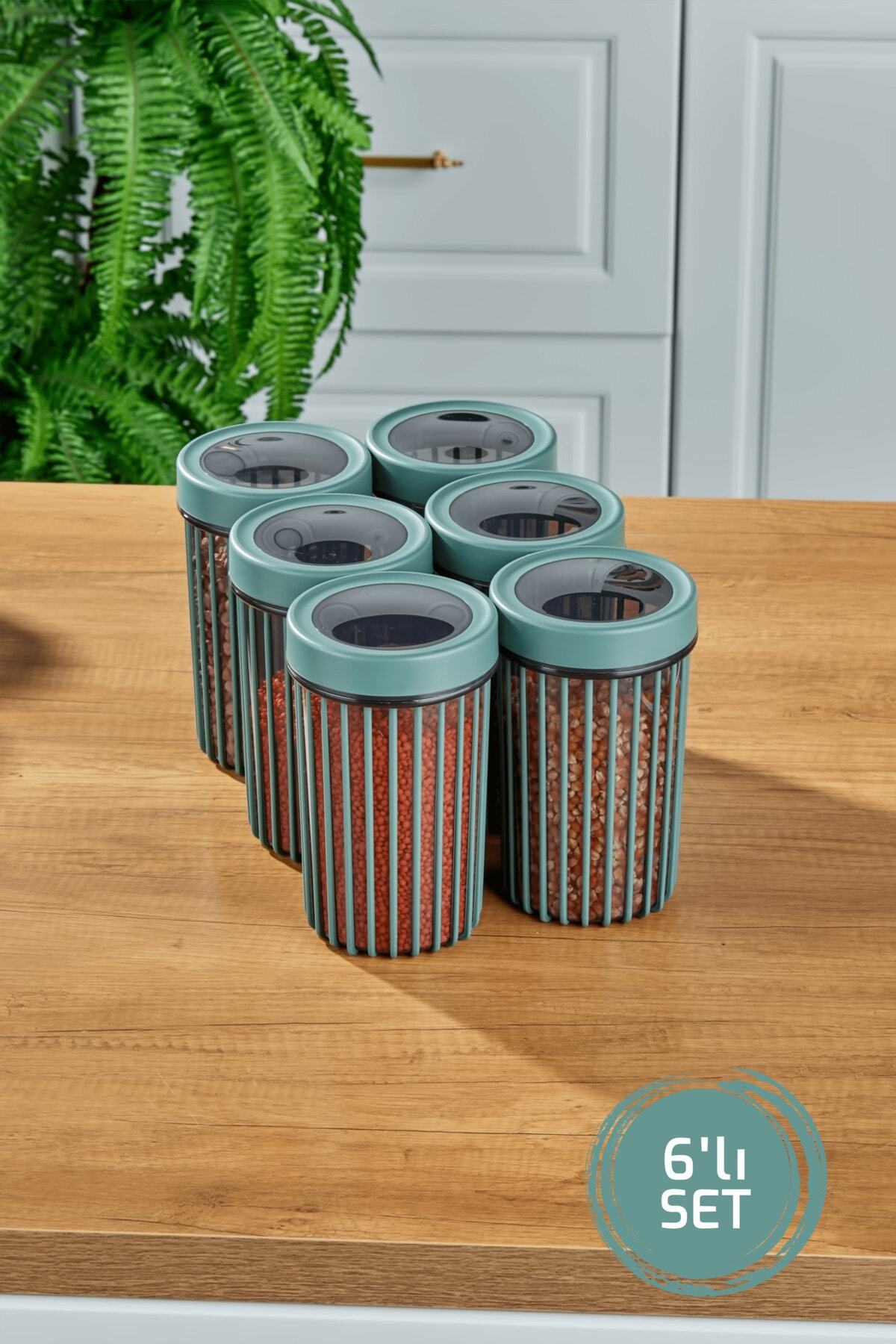 6-Piece Linea Round Storage Box 1.1 Liters Green
