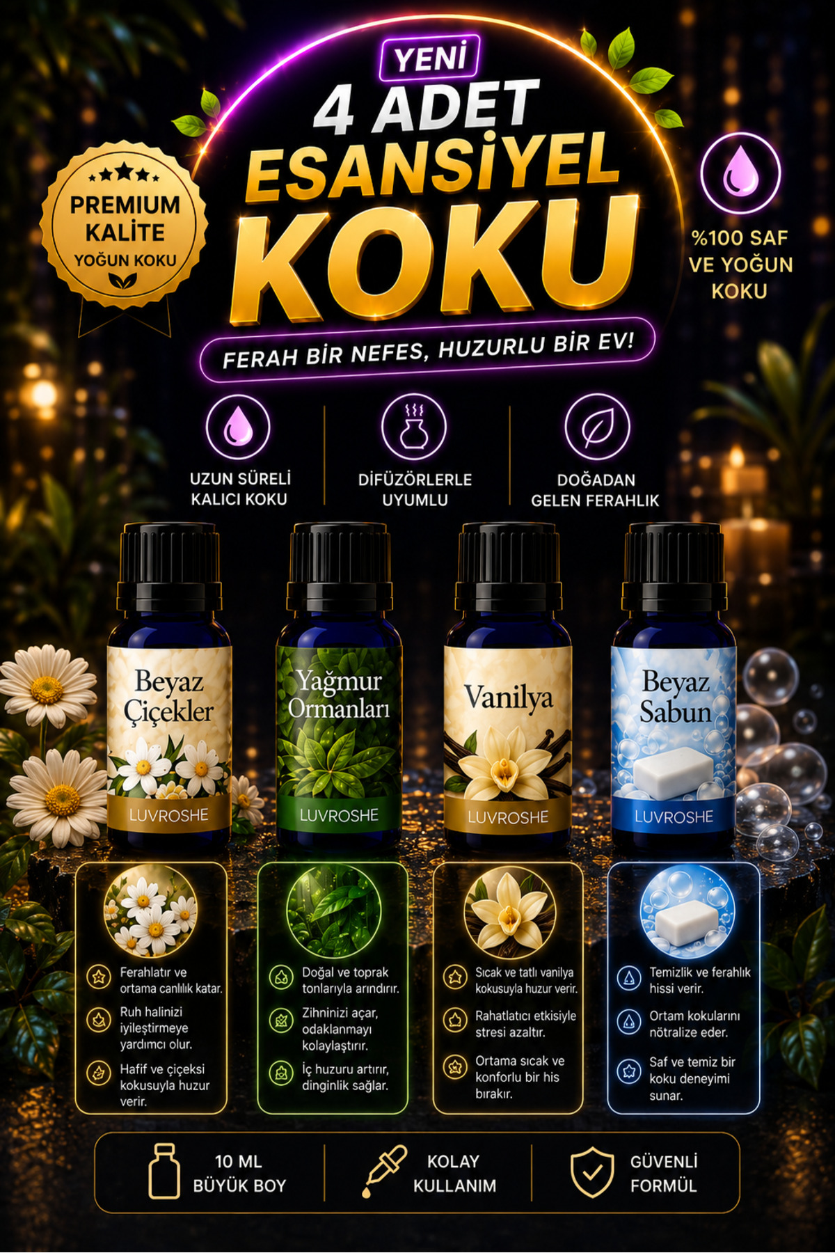 4 Essential Oil Incense Essence Room Fragrance Essential Oil 10ml Humidifier