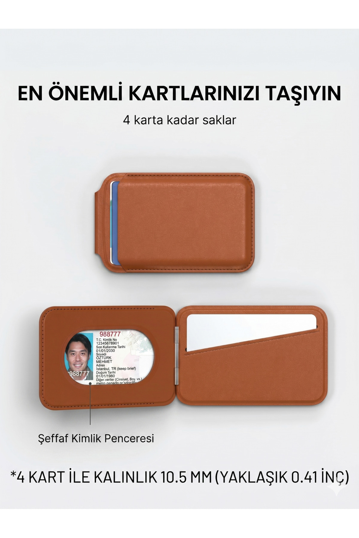 iPhone 11/12/13 Mini/14/15 Pro Max/16 Plus/17 Air/18 Duo Uyumlu Magsafe Kartlık Standlı Katlanabilir Cüzdan